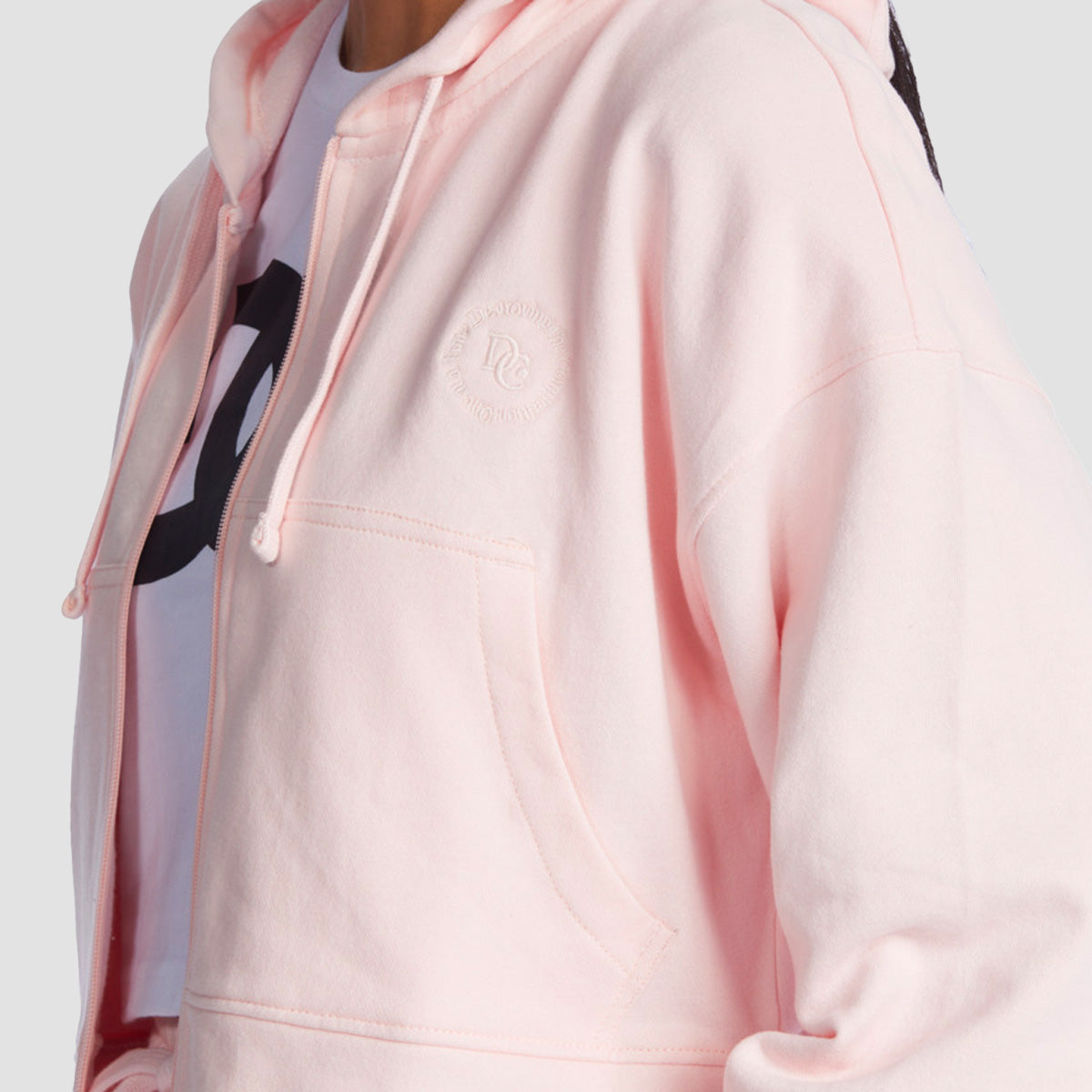 DC The Weekend Oversized Cropped Zip Hoodie Pink Dogwood - Womens