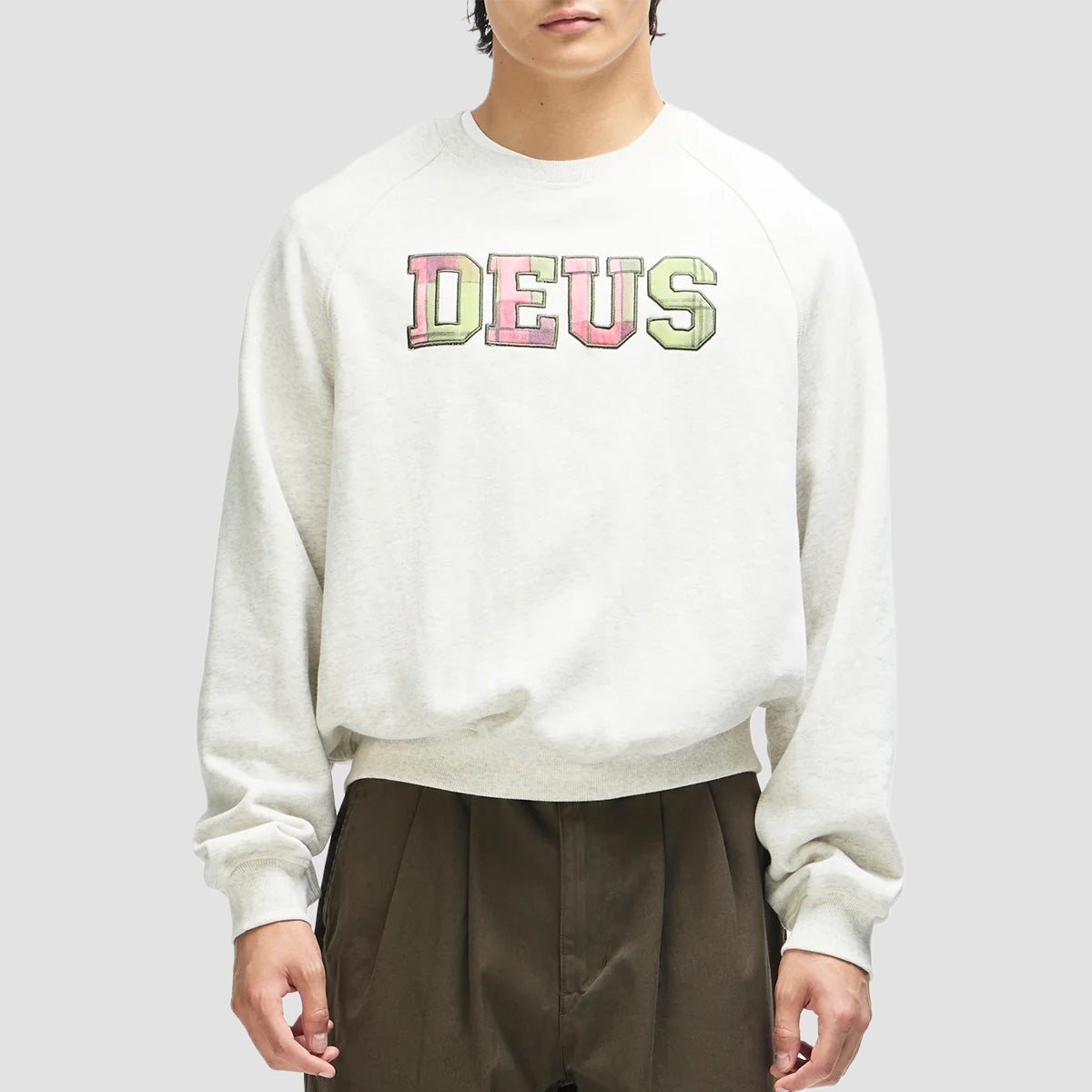 Deus Cage Crew Sweatshirt Lt Grey Marle