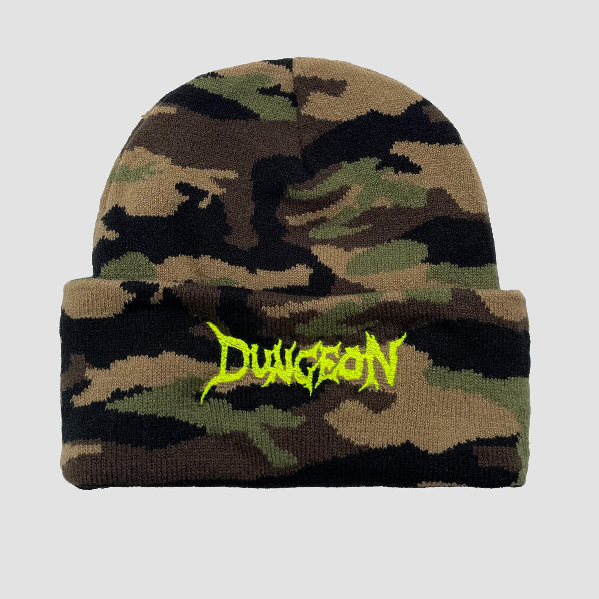 Dungeon Scrawl Logo Beanie Jungle/Neon Yellow