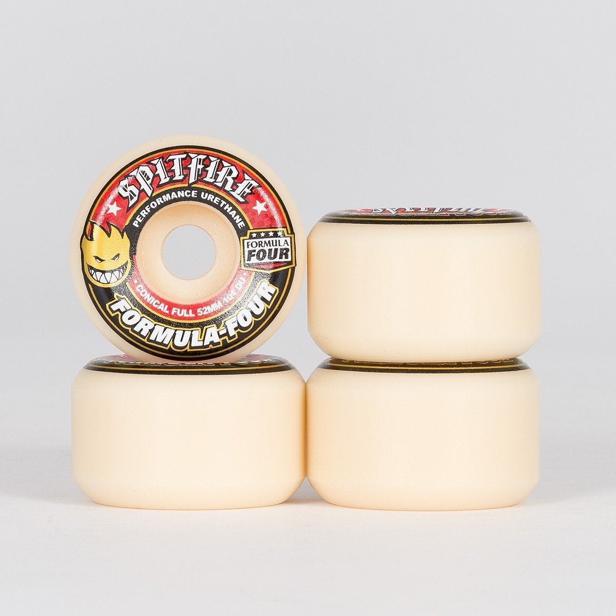 Spitfire Formula Four Conical Full 101DU Skateboard Wheels Natural/Red 52mm