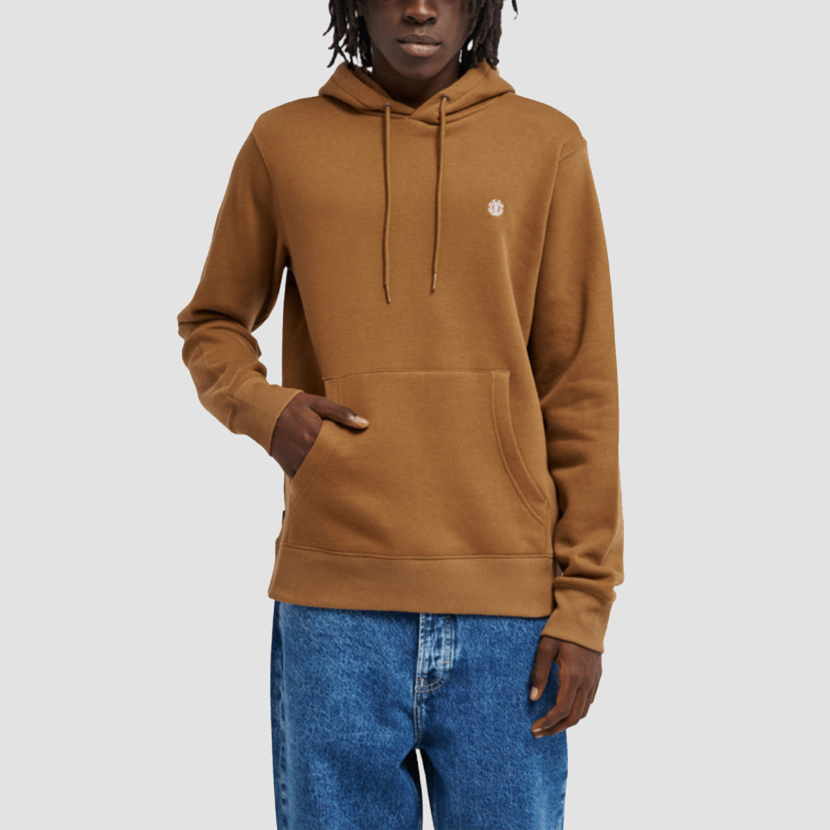 Element Icon Embroidery Pullover Hoodie Sepia