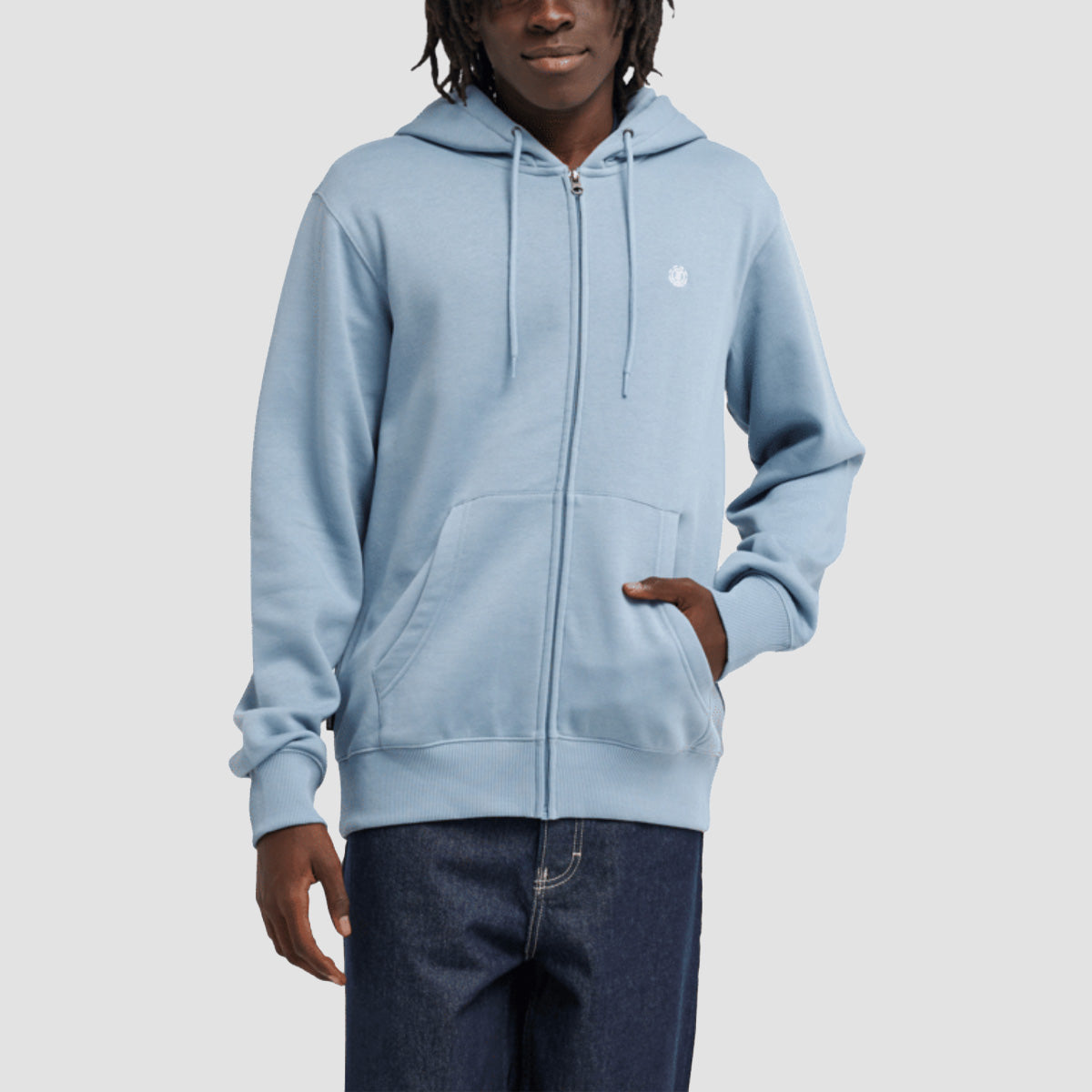 Element Icon Embroidery Zip Hoodie Faded Denim