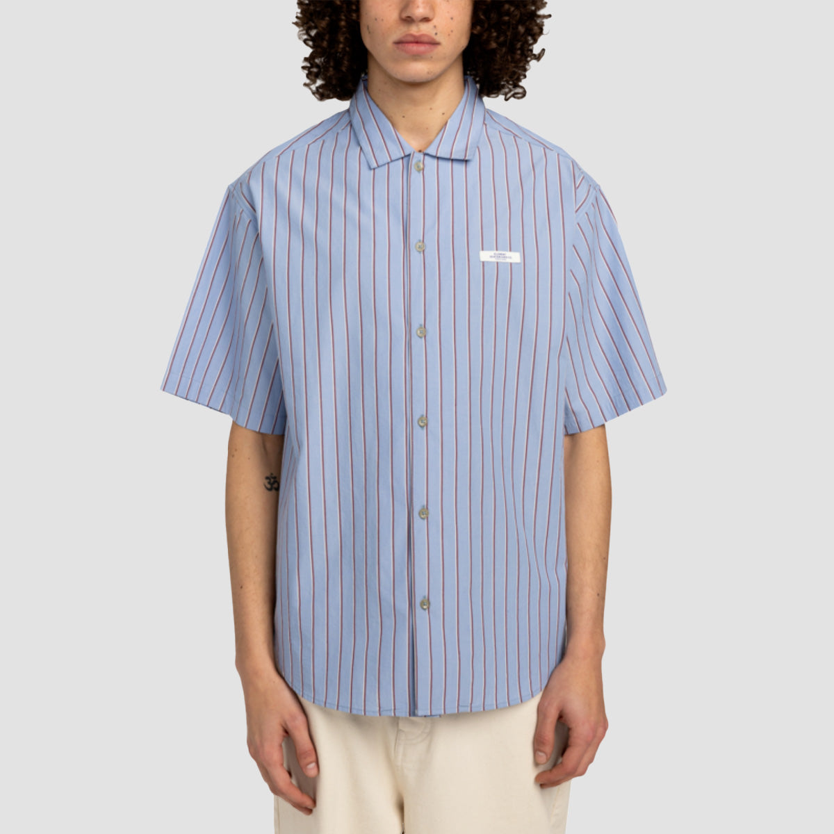 Element Idle Short Sleeve Shirt Stripe Blue/Pomegranate
