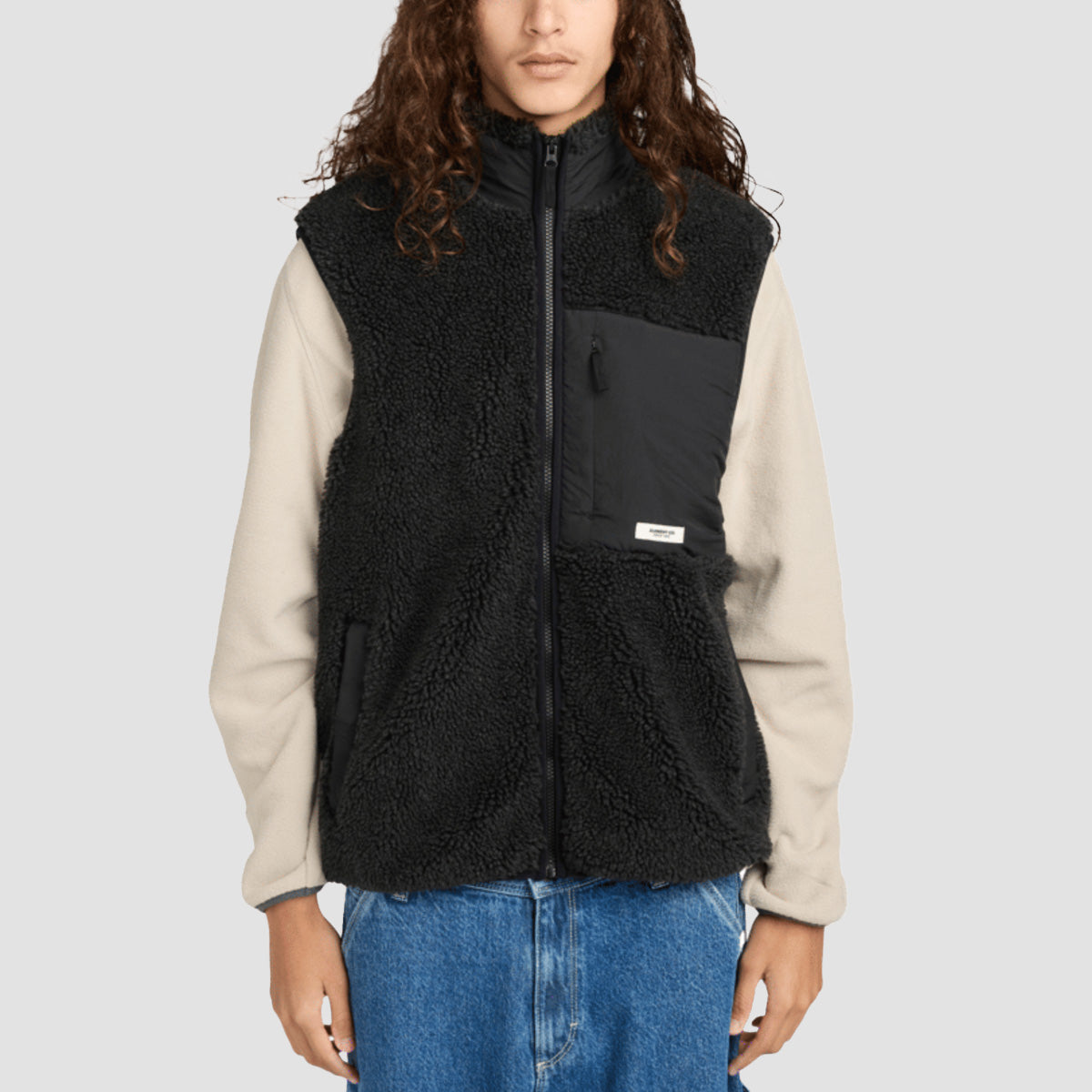 Element Lake Sherpa Vest Jacket Off Black
