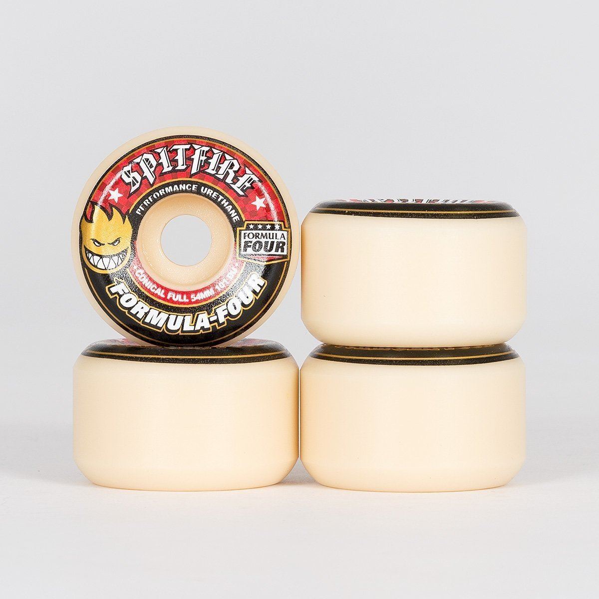 Spitfire Formula Four Conical Full 101DU Skateboard Wheels Natural/Red 54mm