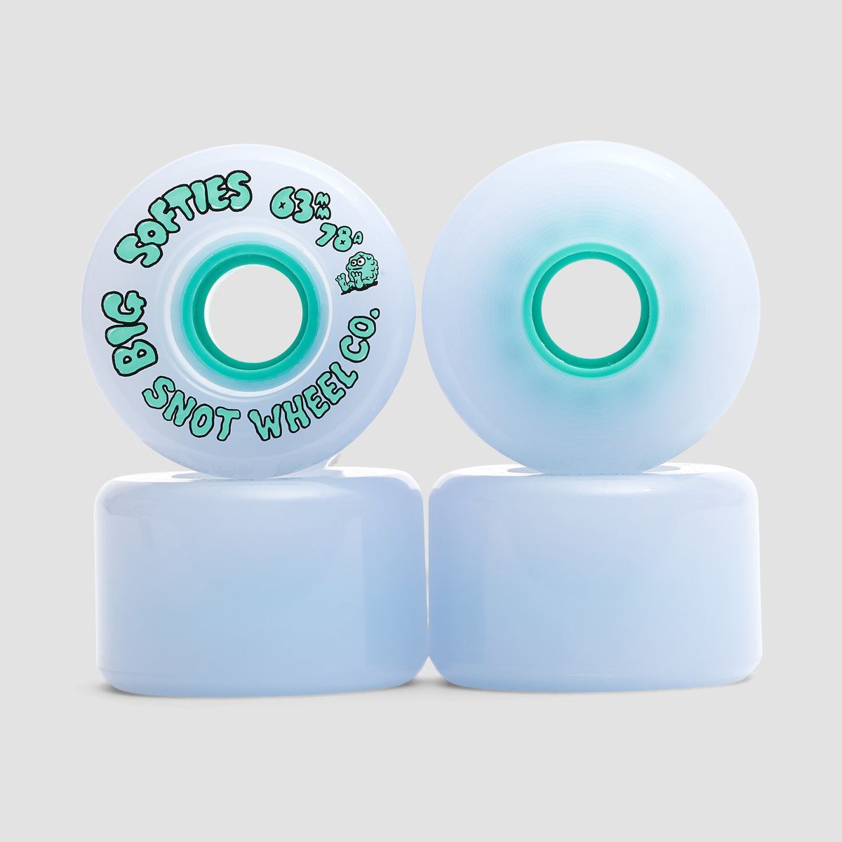 Snot Big Softies 78A Skateboard Wheels White/Teal 63mm