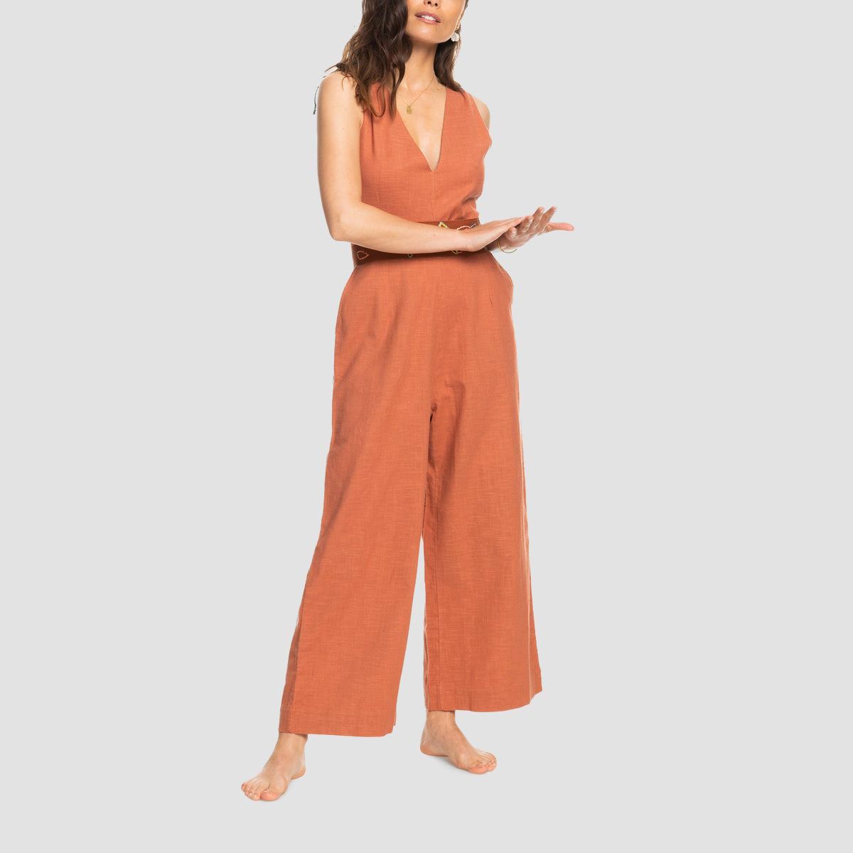 Billabong Drawing Jumpsuit Brown Oxide - Womens