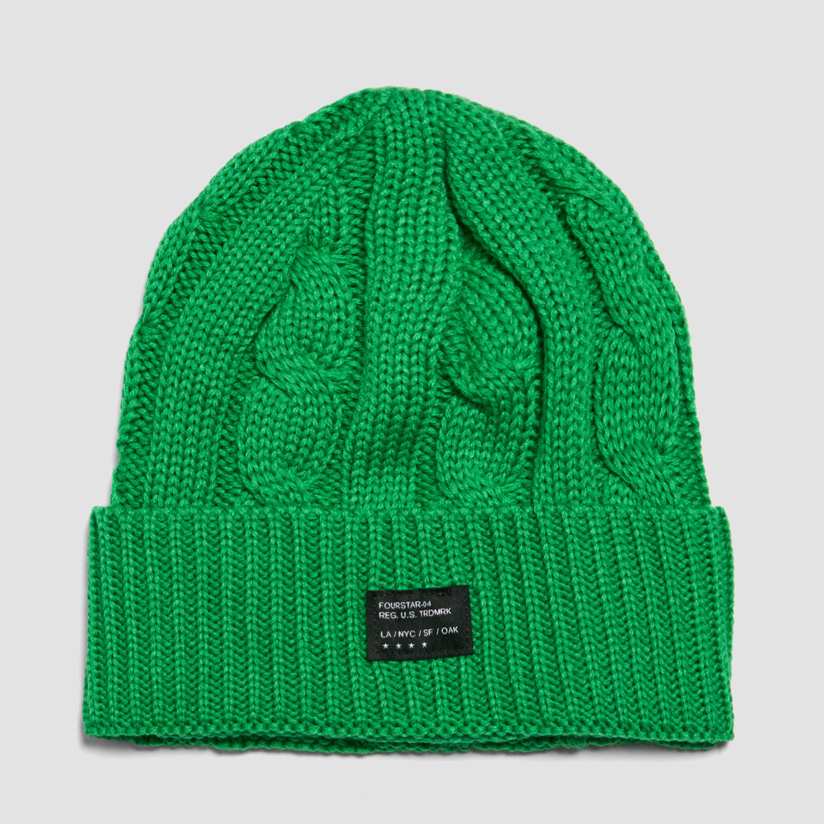 Fourstar Cable Knit Fold Beanie Kelly Green