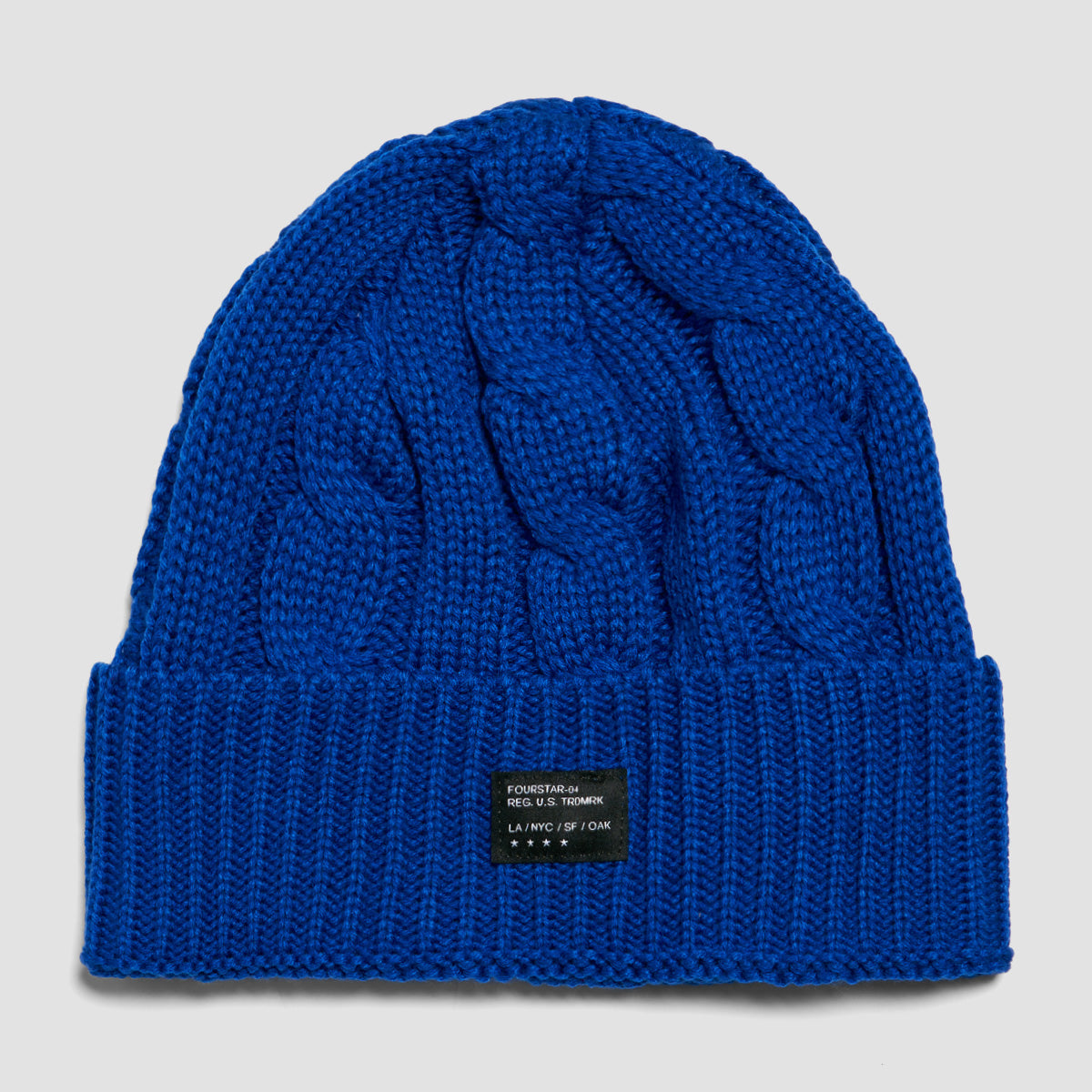 Fourstar Cable Knit Fold Beanie Royal Blue