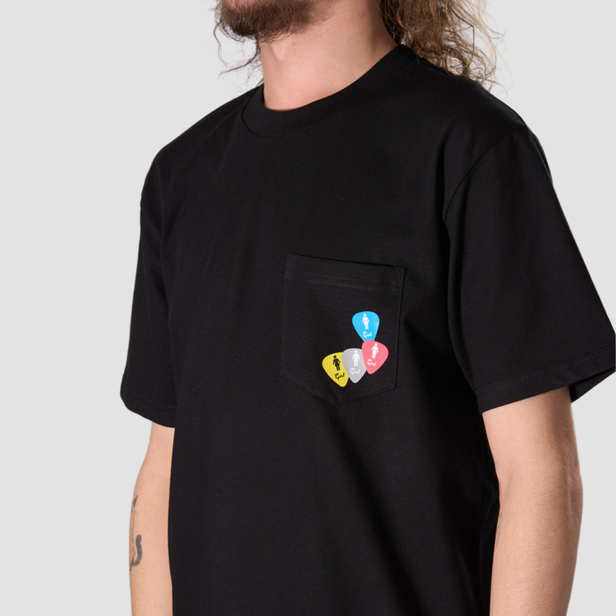 Girl Stomp Picks Pocket T-Shirt Black