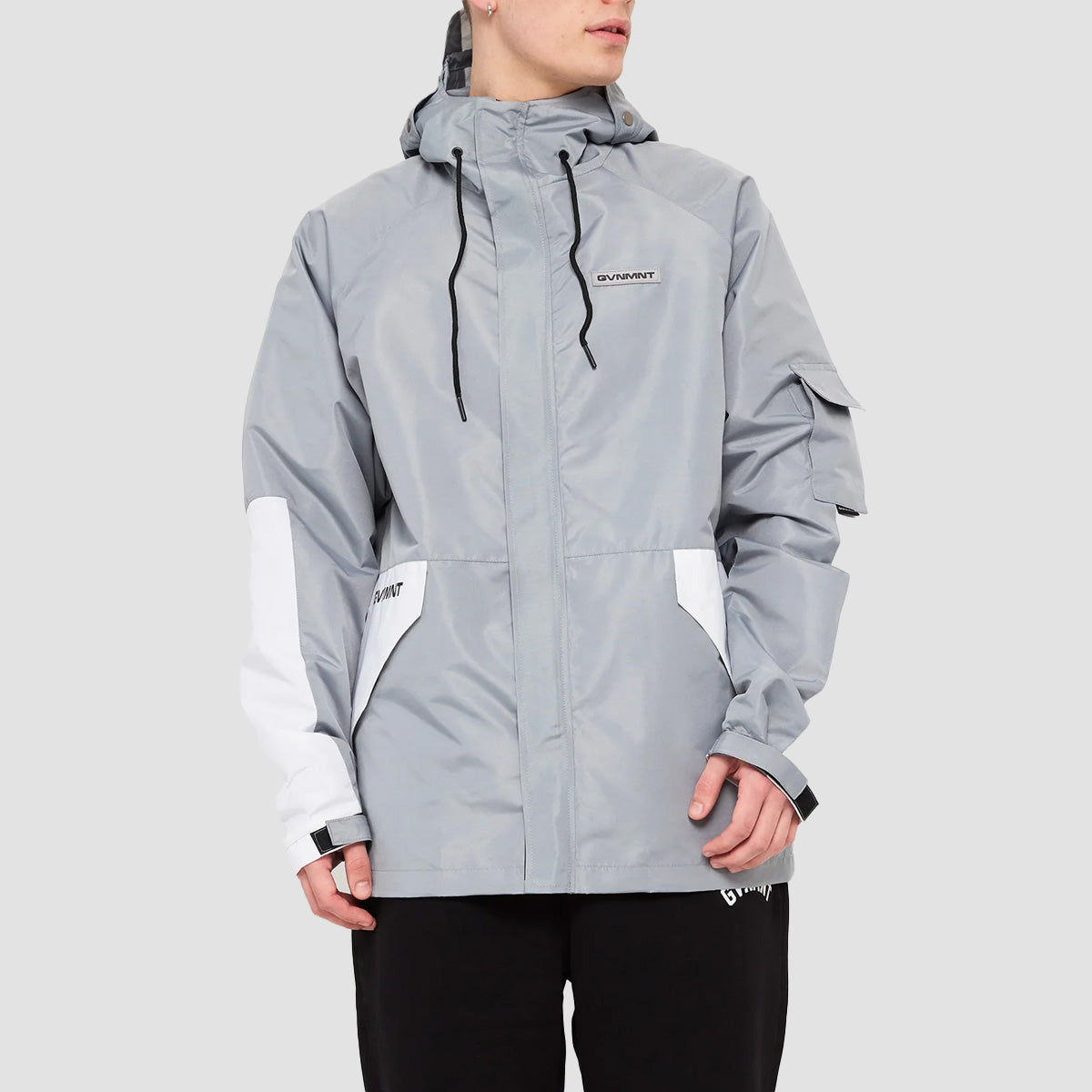 GVNMNT Front Line Hooded Tech Jacket Grey/White