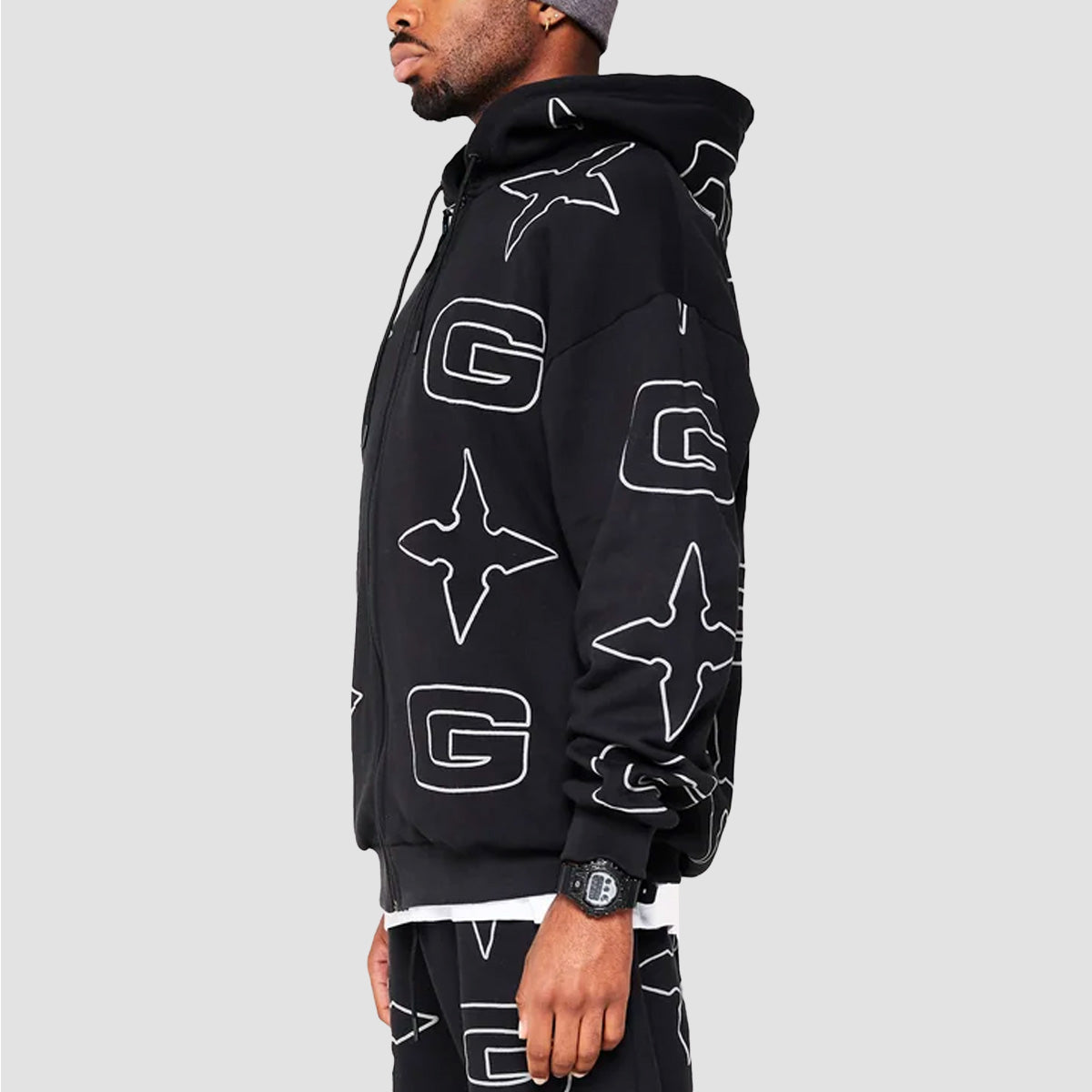 GVNMNT Star Zip Hoodie Black