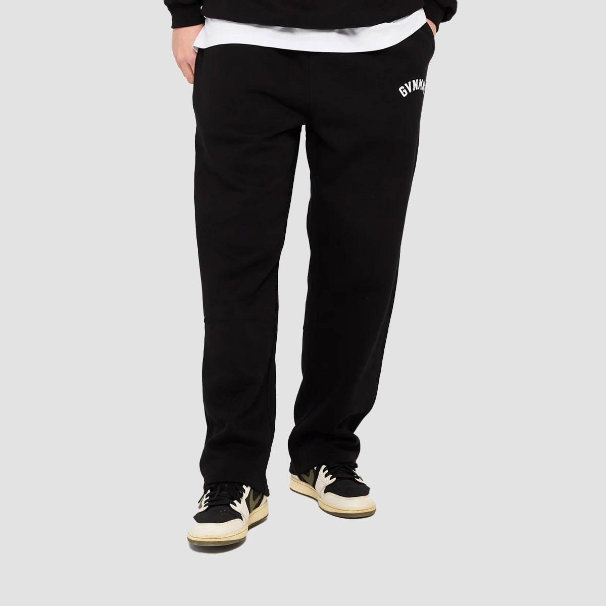 GVNMNT Varsity Straight leg Jog Pants Black