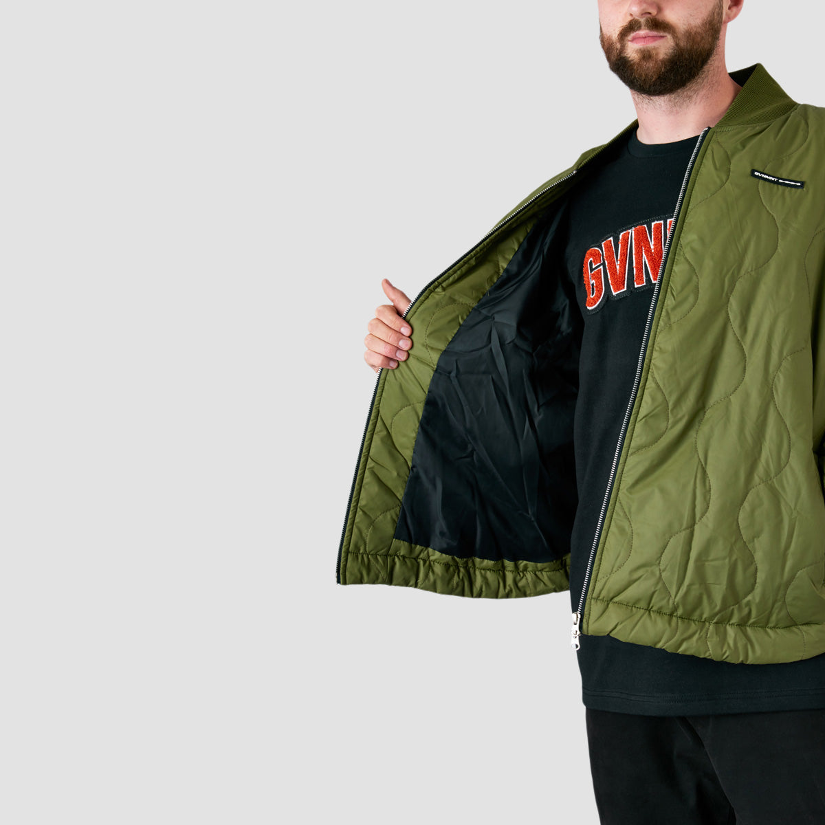 GVNMNT Wavy Quilted Puffer Jacket Green