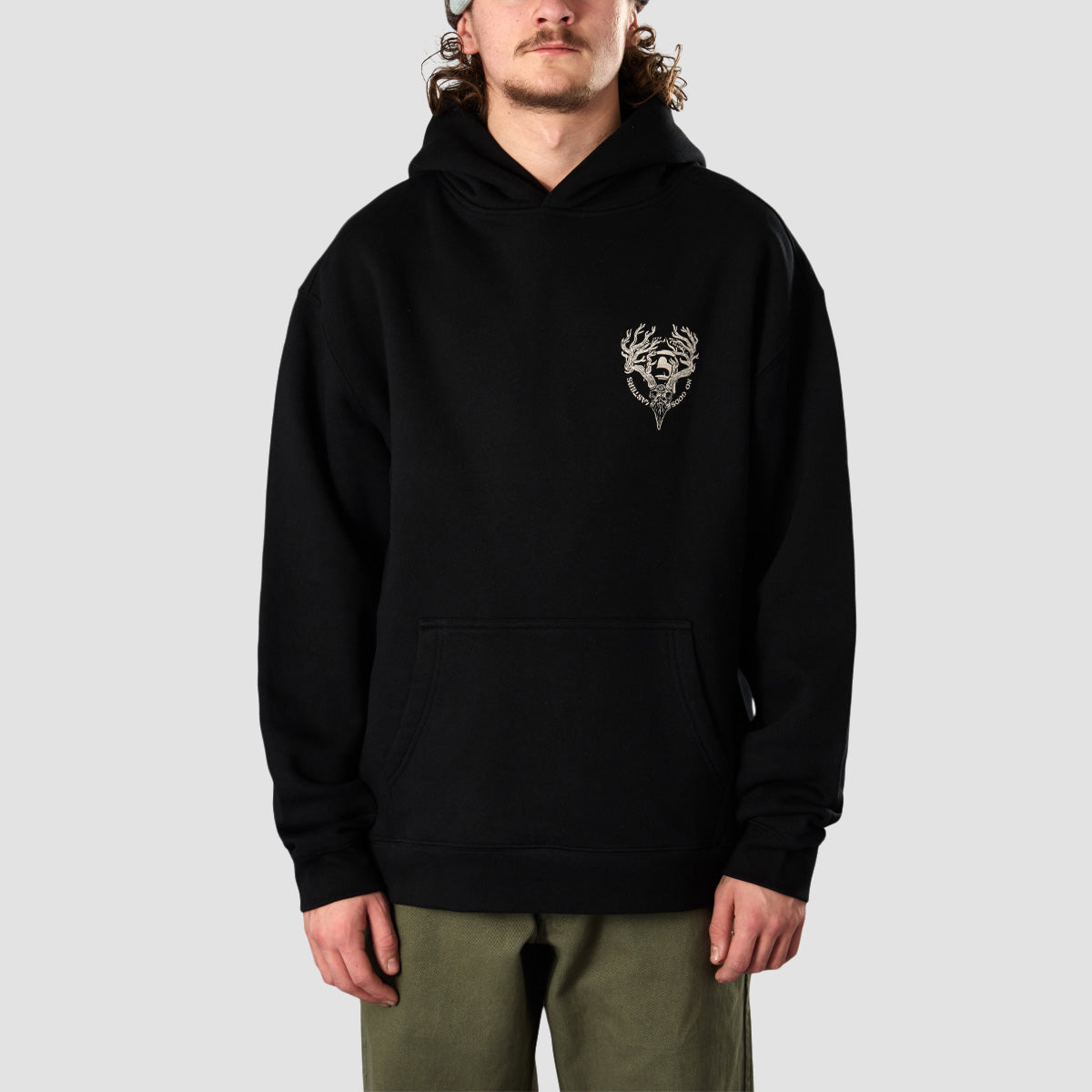 Heathen Ceronnous Mono Relax fit Pullover Hoodie Black