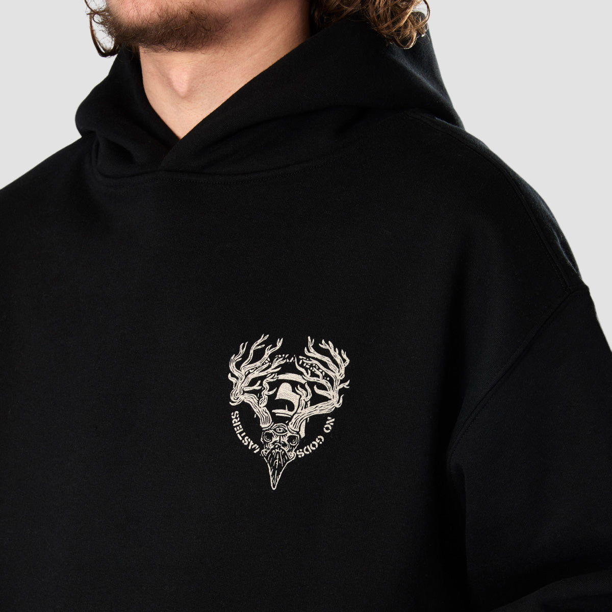 Heathen Ceronnous Mono Relax fit Pullover Hoodie Black