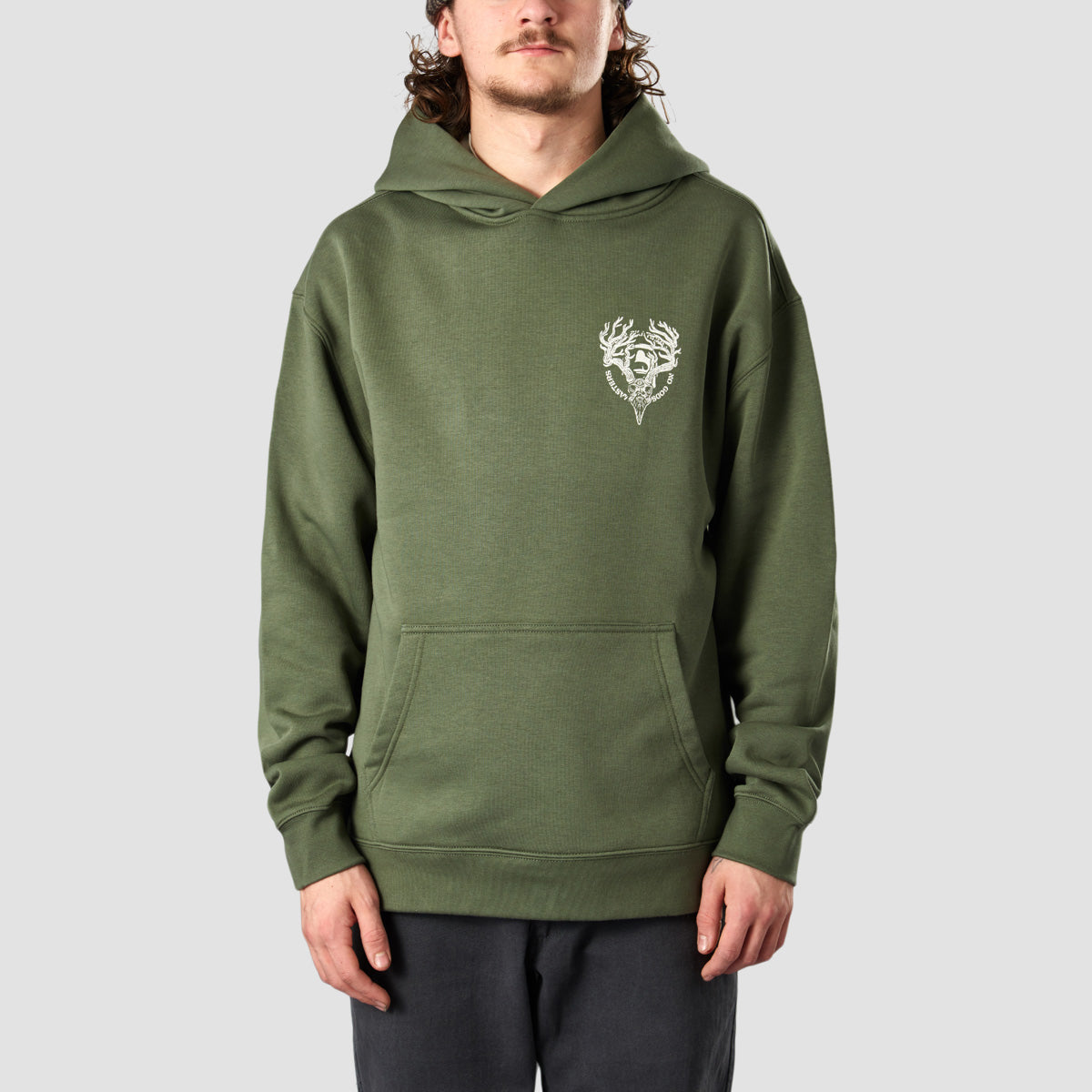 Heathen Ceronnous Mono Relax fit Pullover Hoodie Cypress