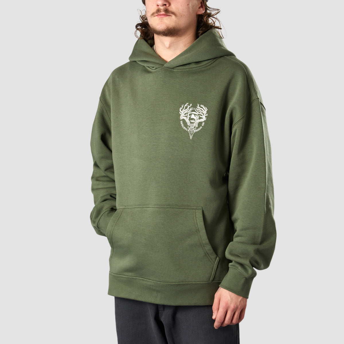 Heathen Ceronnous Mono Relax fit Pullover Hoodie Cypress