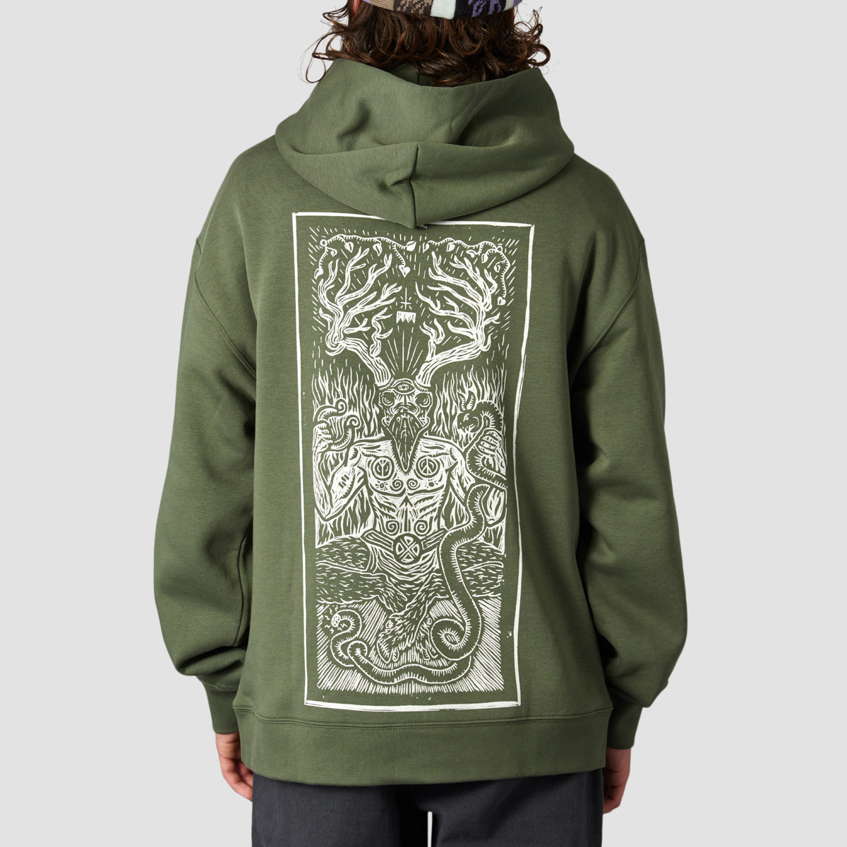 Heathen Ceronnous Mono Relax fit Pullover Hoodie Cypress