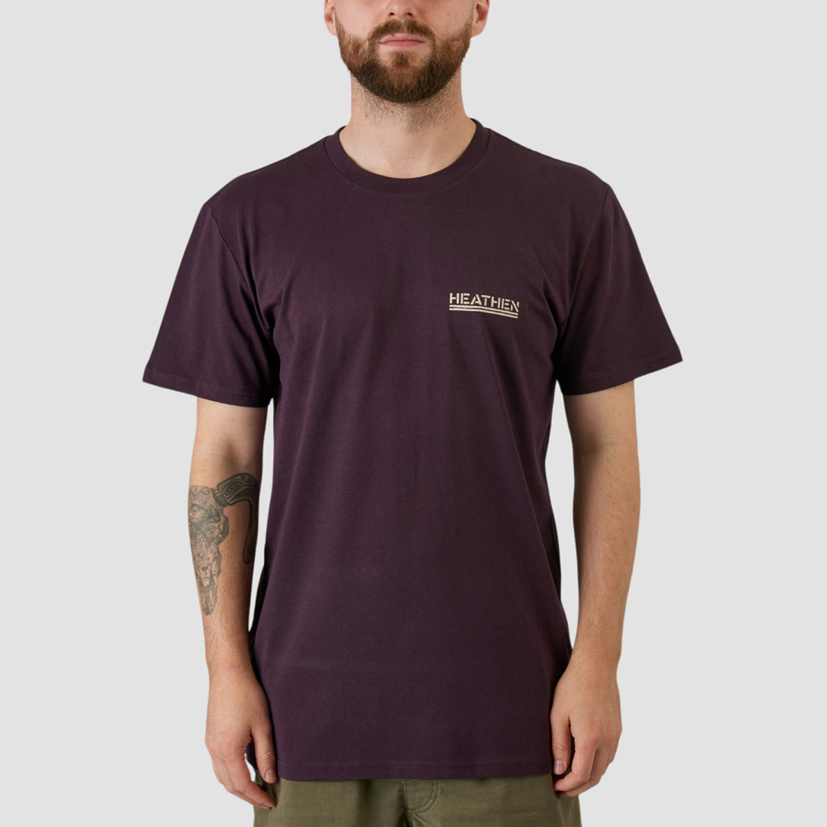 Heathen Infest Skull T-Shirt Plum