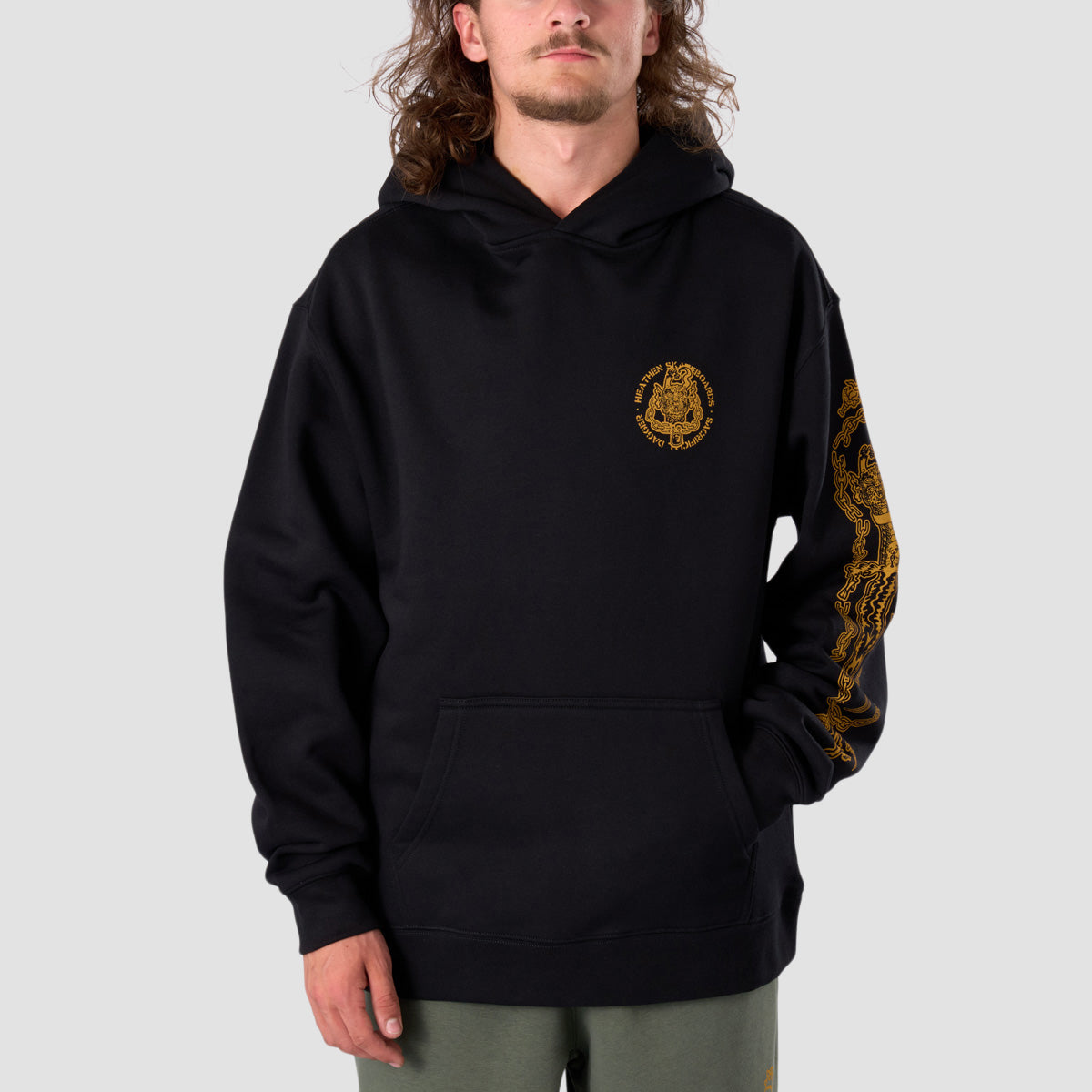 Heathen Sacrificial Dagger Relax Fit Pullover Hoodie Black