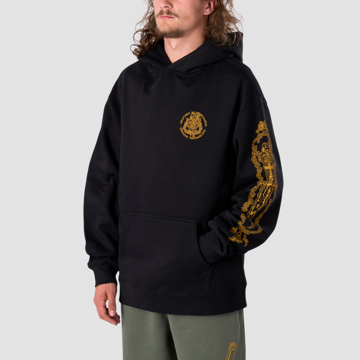 Heathen Sacrificial Dagger Relax Fit Pullover Hoodie Black