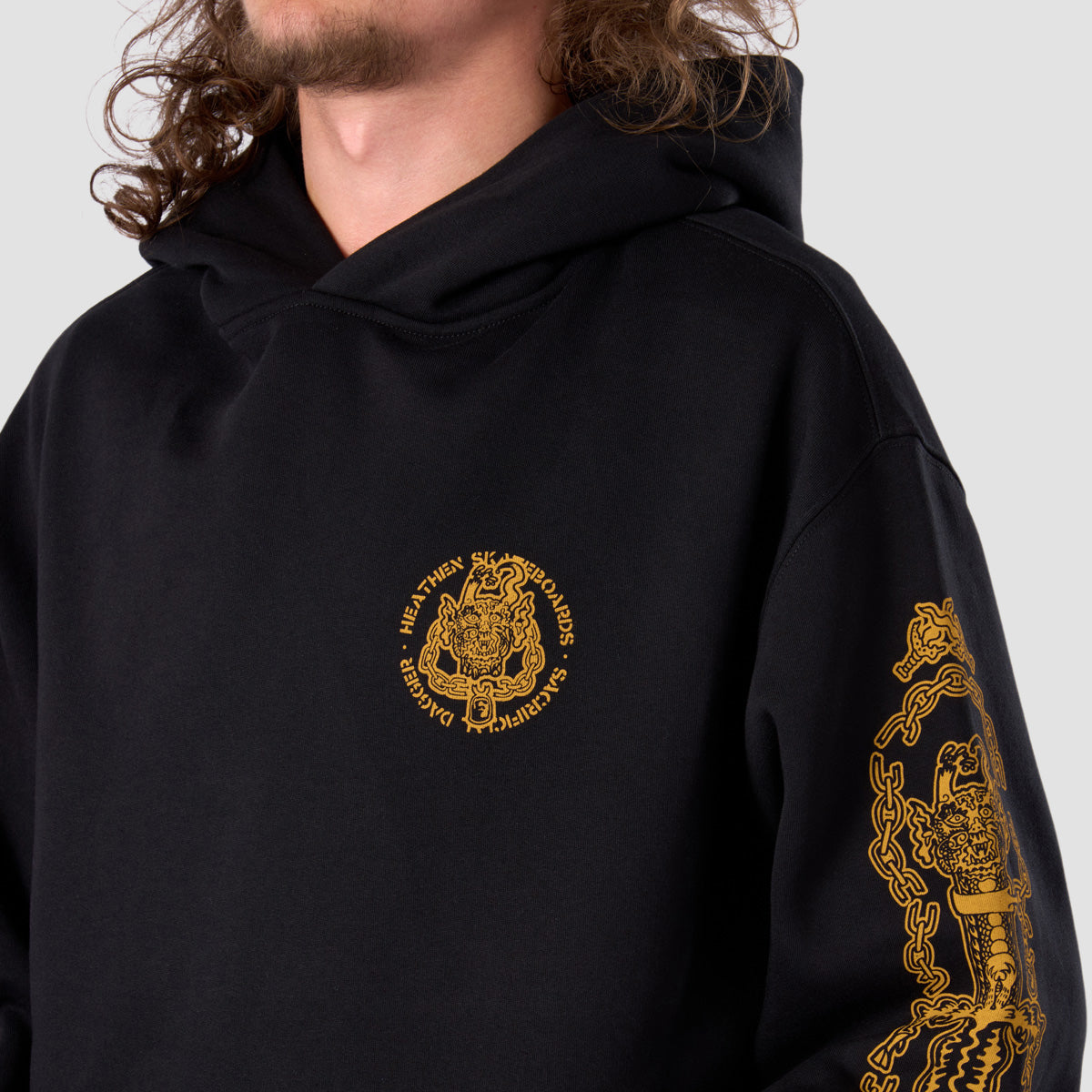 Heathen Sacrificial Dagger Relax Fit Pullover Hoodie Black