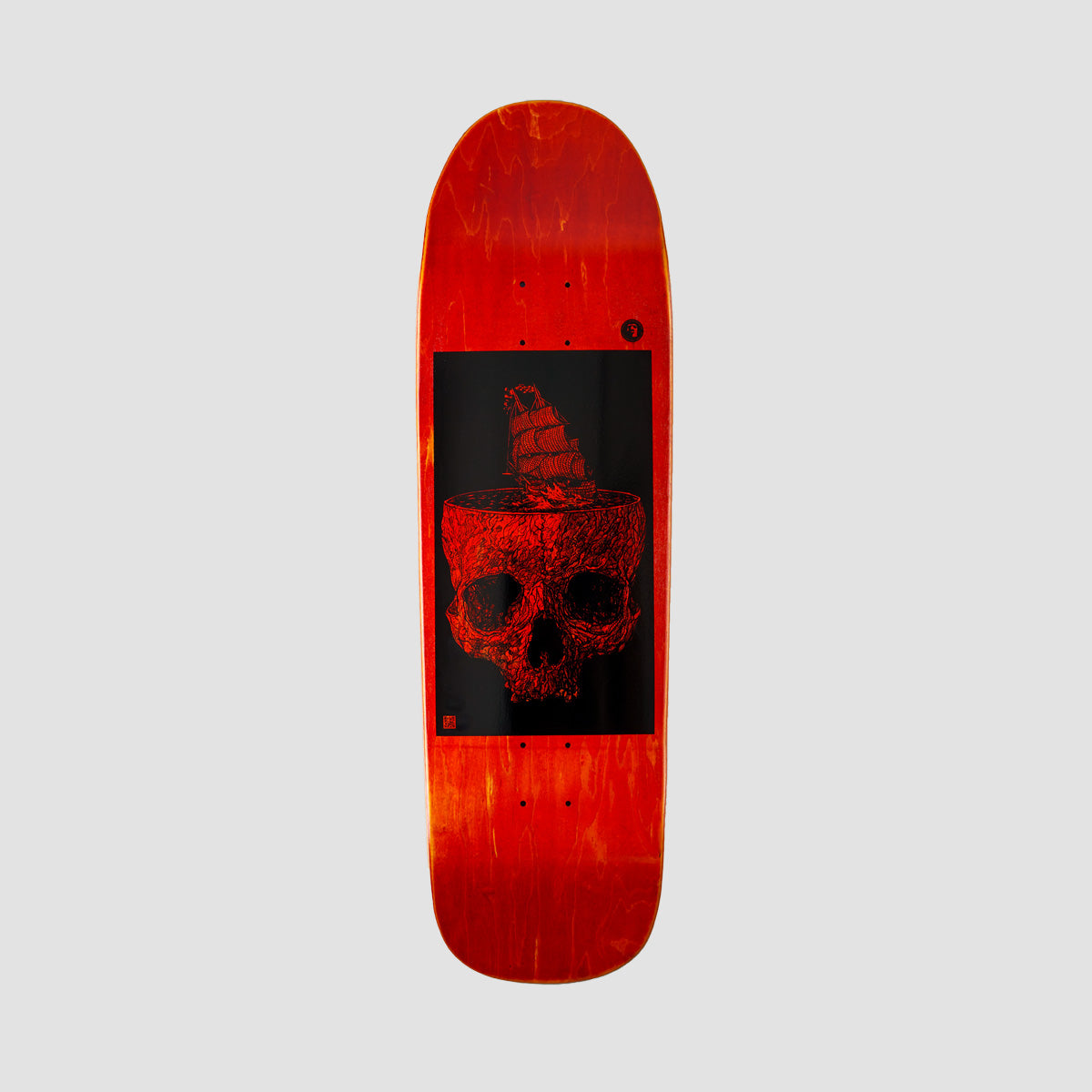 Heathen Stormy Seas On Bomber Skateboard Dark Red - 9.25"