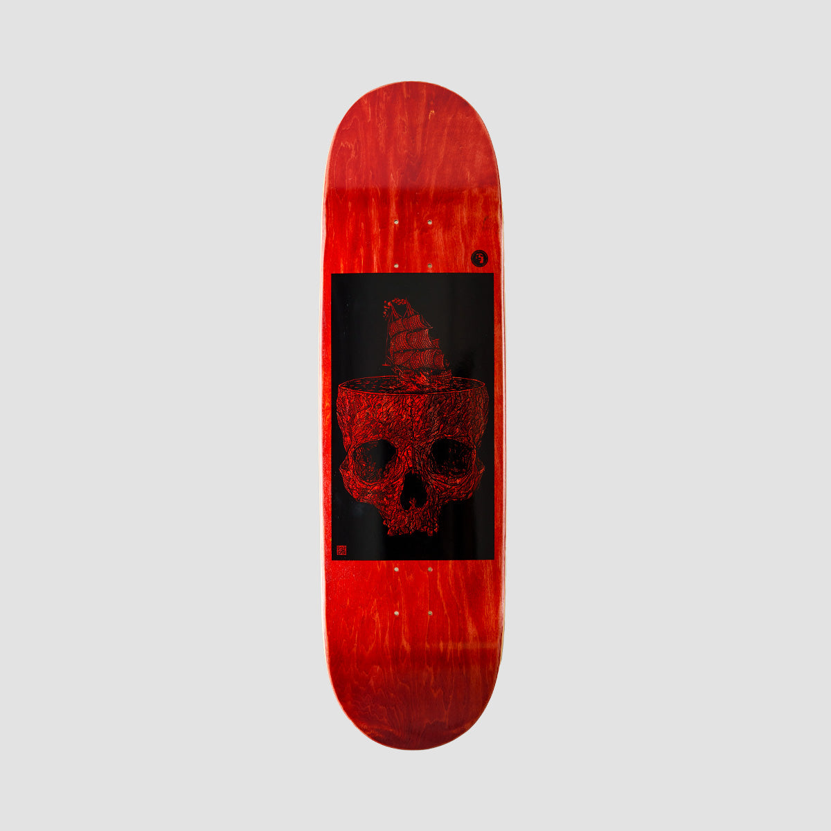 Heathen Stormy Seas On Taperhead Skateboard Deck Red - 9"