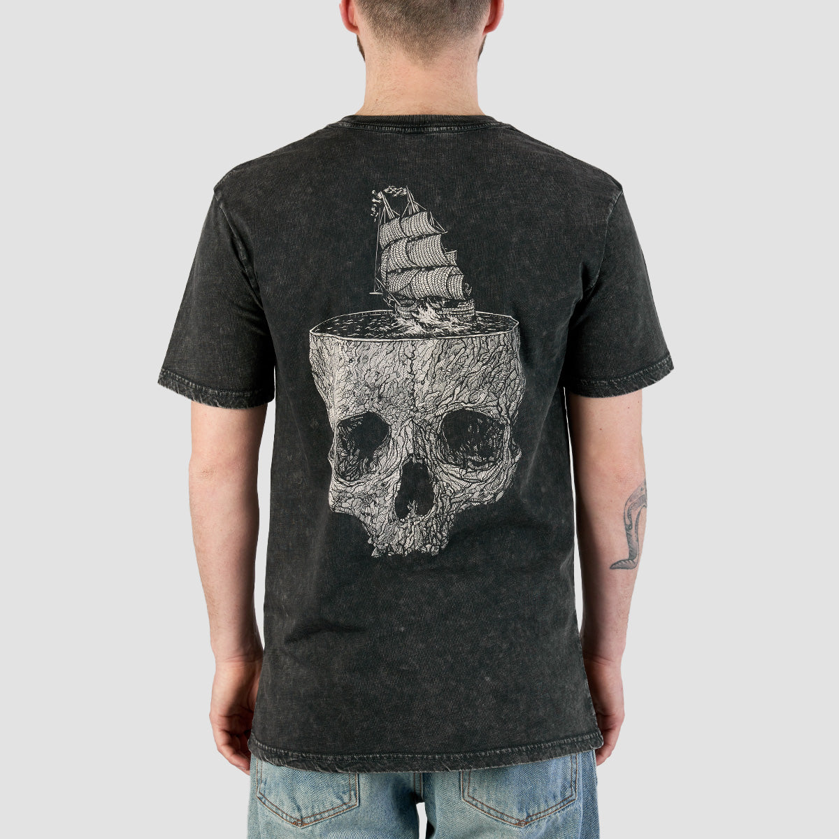 Heathen Stormy Seas T-Shirt Stonewash Black