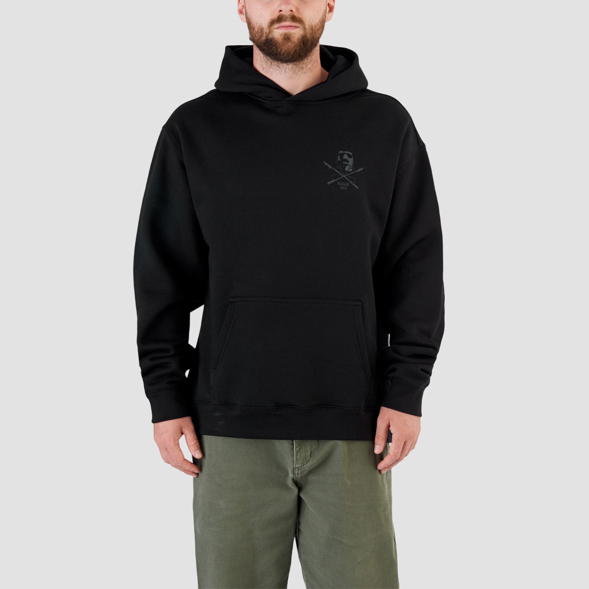 Heathen White Whale Relax Fit Pullover Hoodie Black/Metal