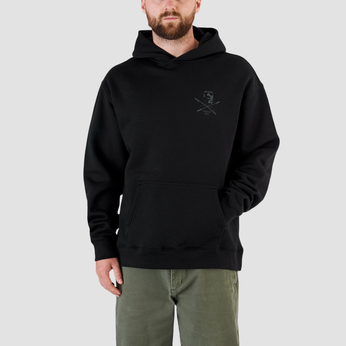 Heathen White Whale Relax Fit Pullover Hoodie Black/Metal