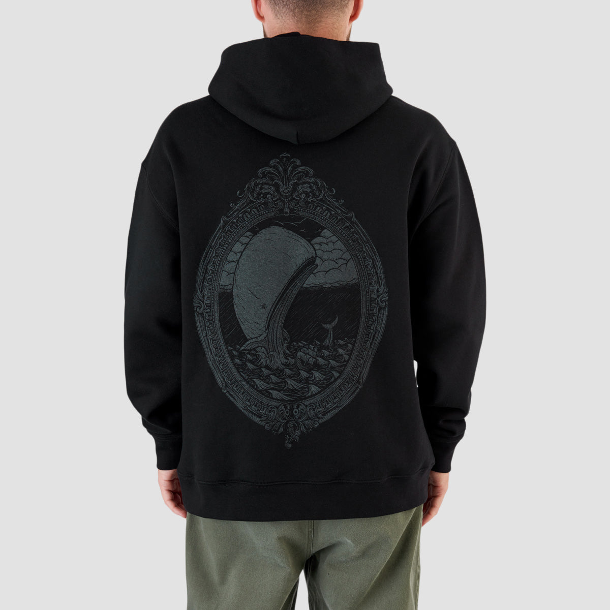 Heathen White Whale Relax Fit Pullover Hoodie Black/Metal