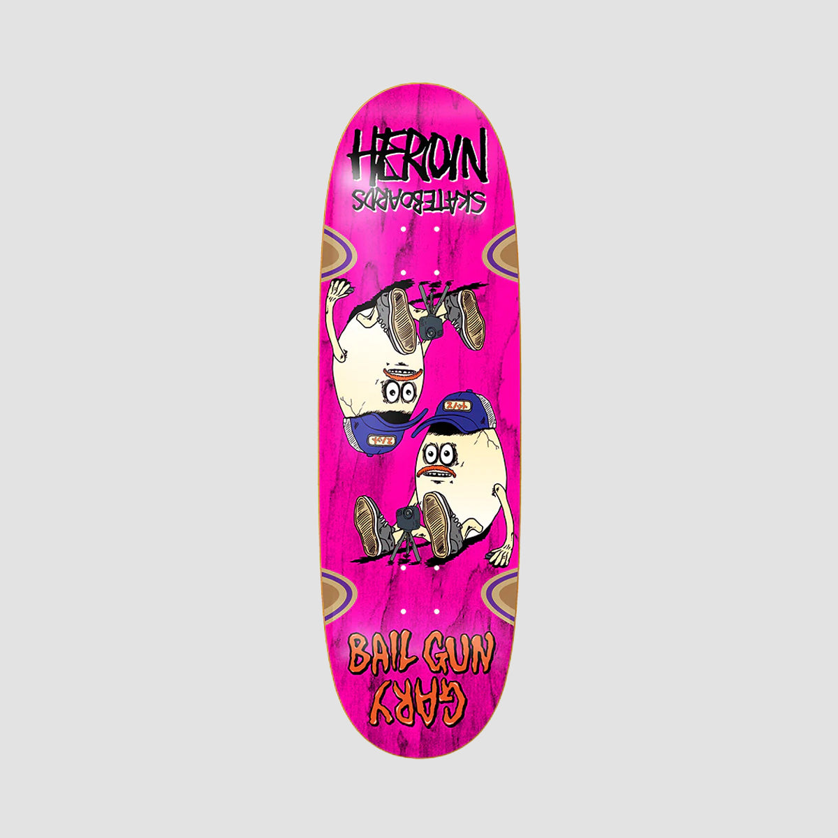 Heroin Bail Gun Gary 4 Razor Edge Skateboard Deck Various Stains - 9.75"