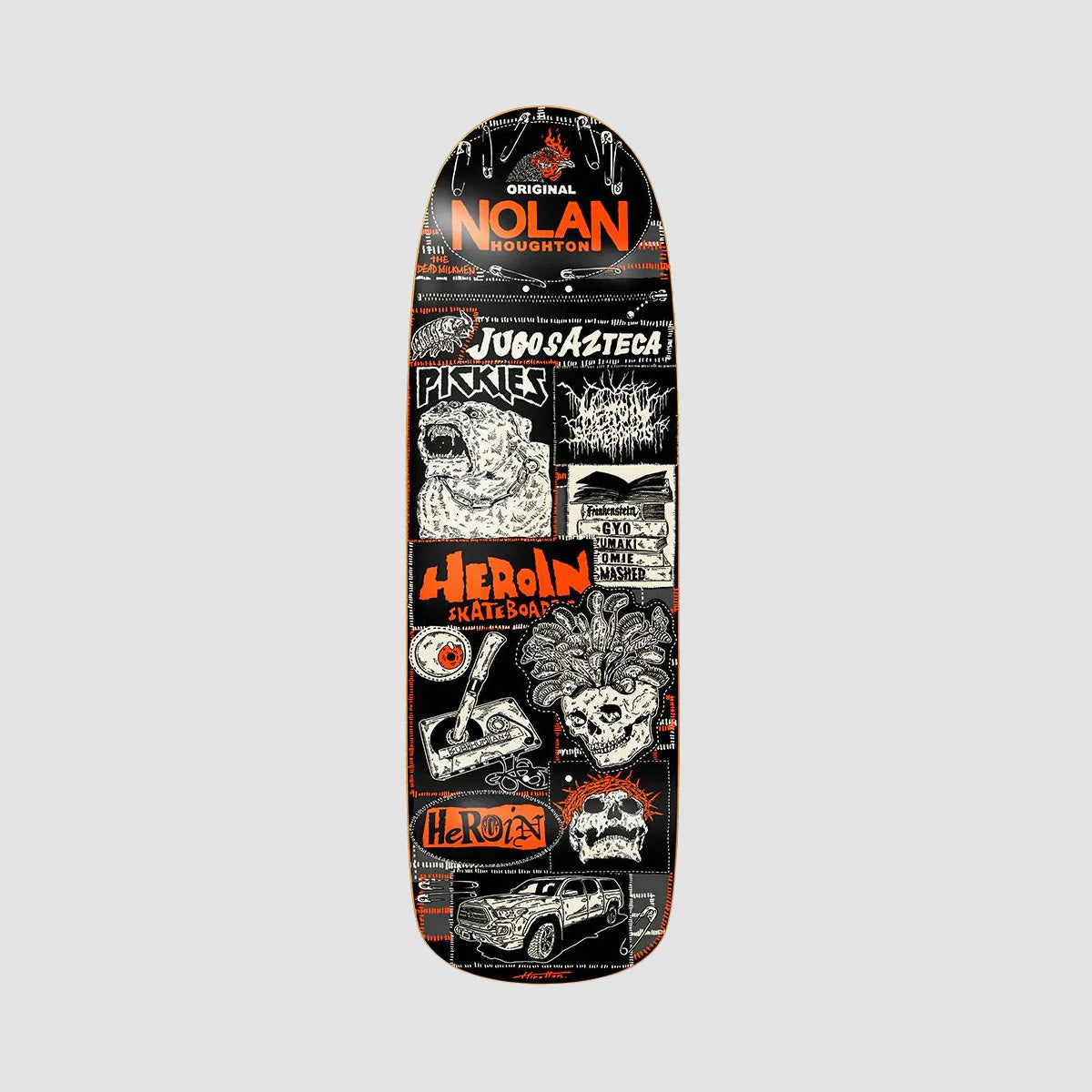 Heroin Nolan's Original Skateboard Deck Dipped Black - 9.75"