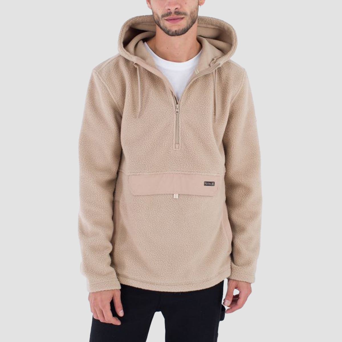 Hurley Burrito Sherpa 1/4 Zip Pullover Hoodie Khaki