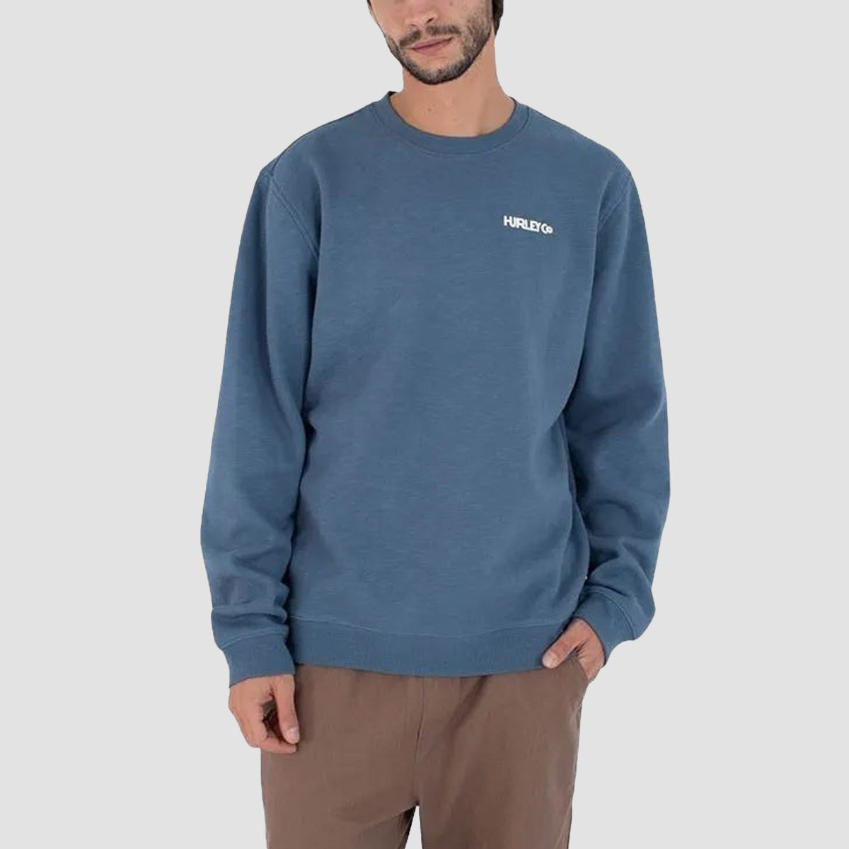 Hurley Graphic Slub Crew Sweatshirt Grey Teal