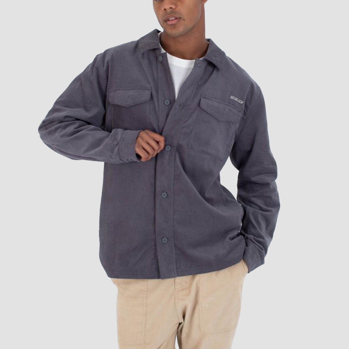 Hurley Lido Cord Overshirt Longsleeve Shirt Ion Grey