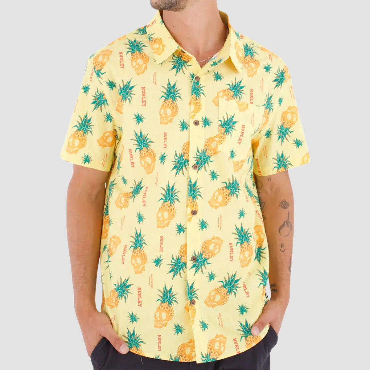 Hurley Pineapple Short Sleeve Shirt Egg Shell