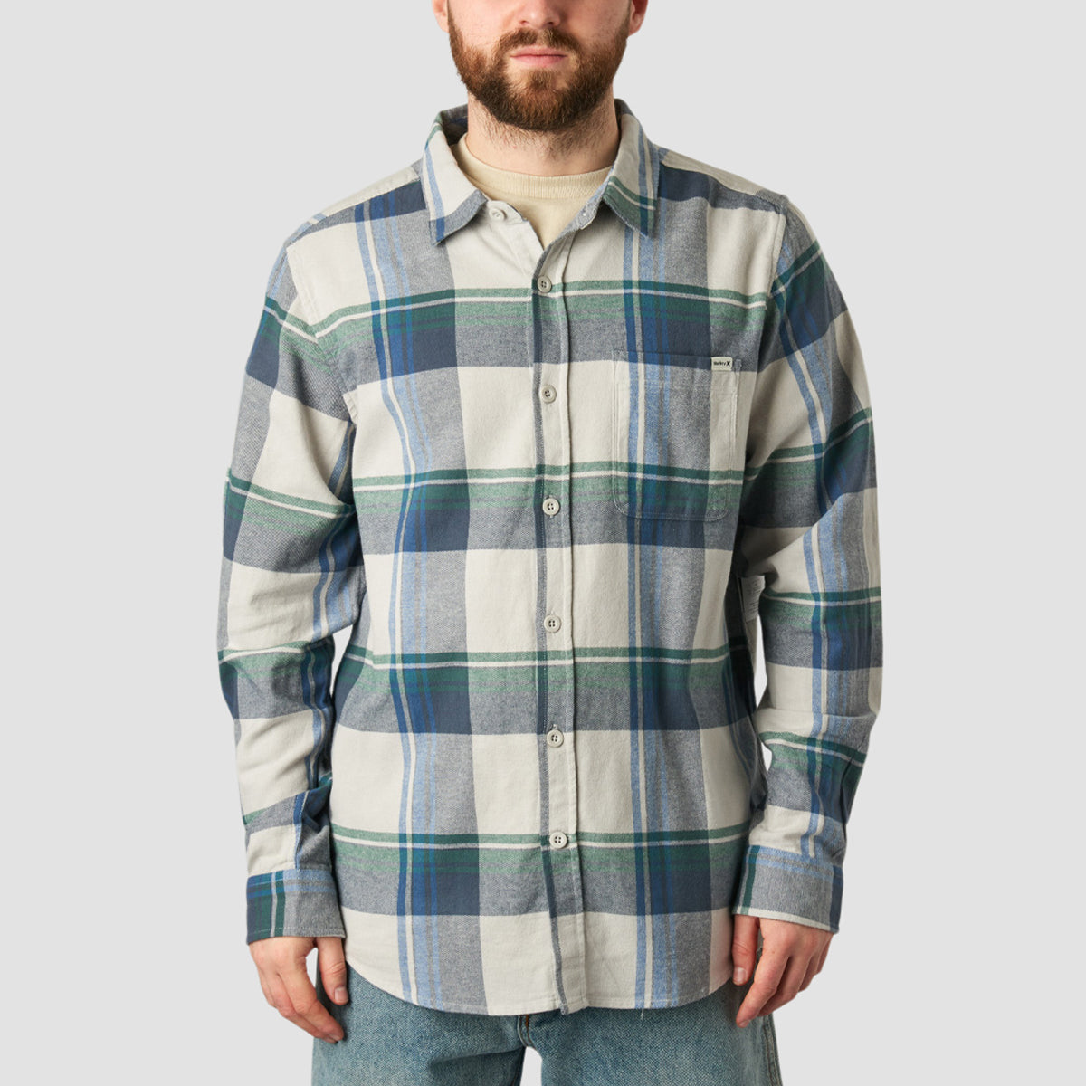 Hurley Portland Organic Flannel Longsleeve Shirt Platinum