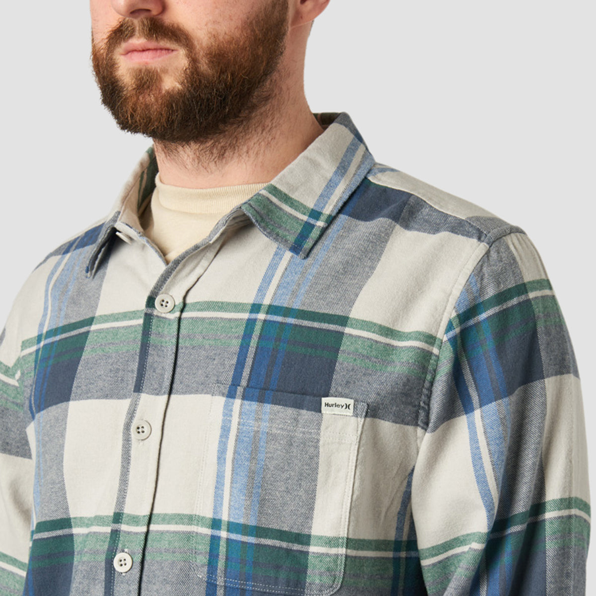 Hurley Portland Organic Flannel Longsleeve Shirt Platinum