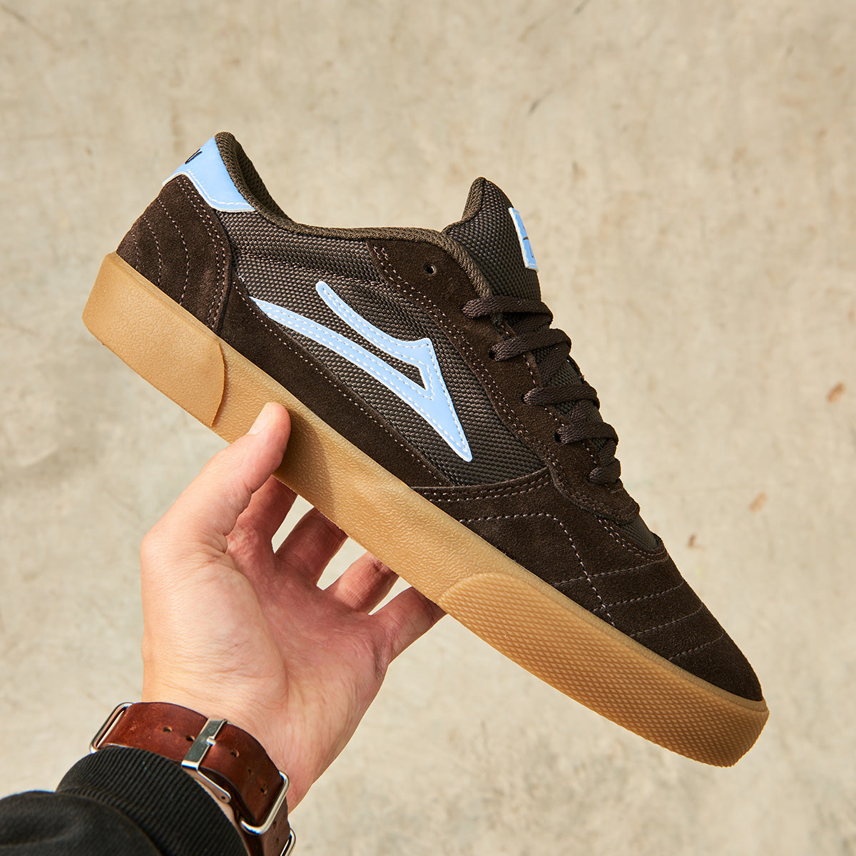 Lakai Cambridge Skate Shoes - Chocolate/Light Blue UV Suede 10