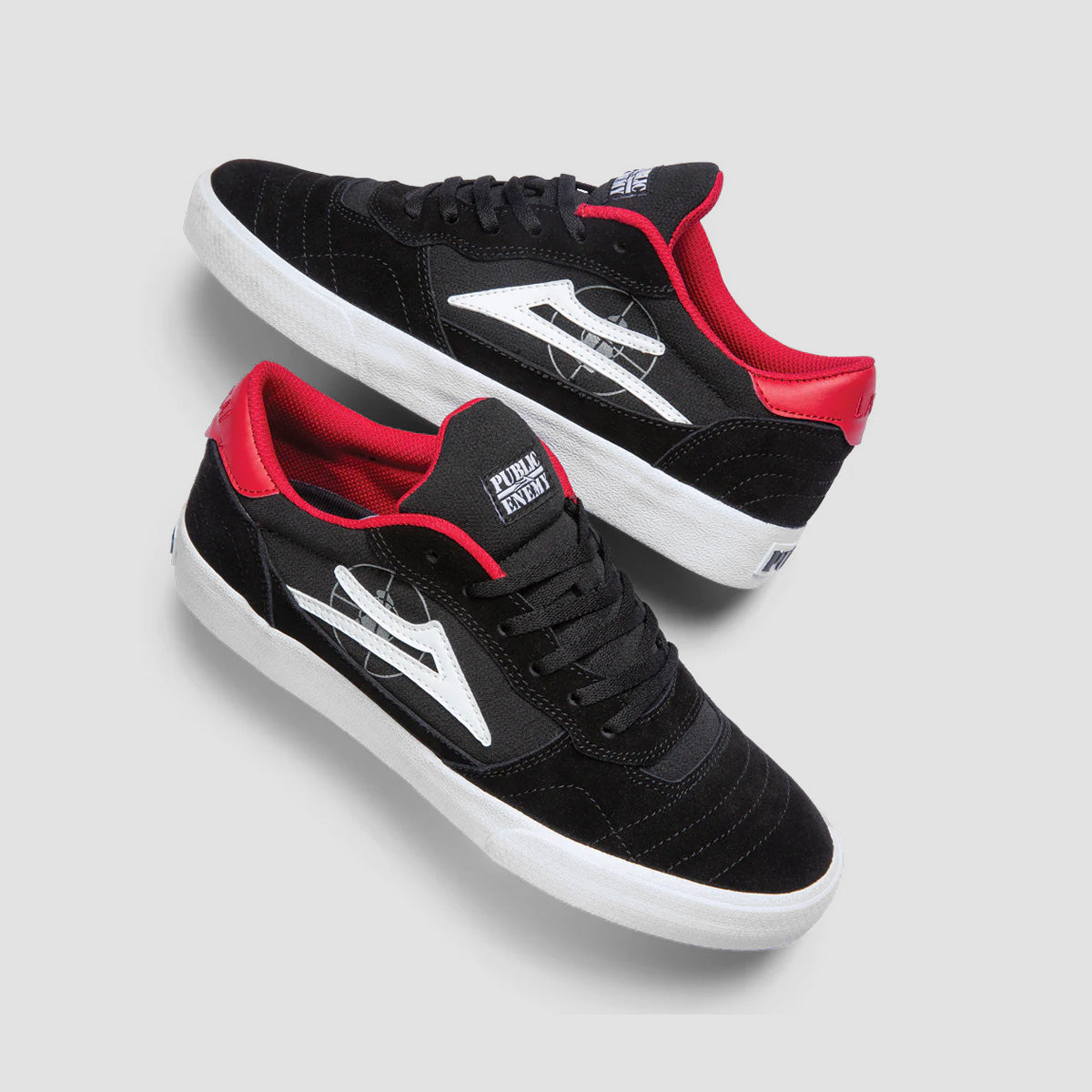 Lakai X Public Enemy Cambridge Skate Shoes - Black/Red Suede