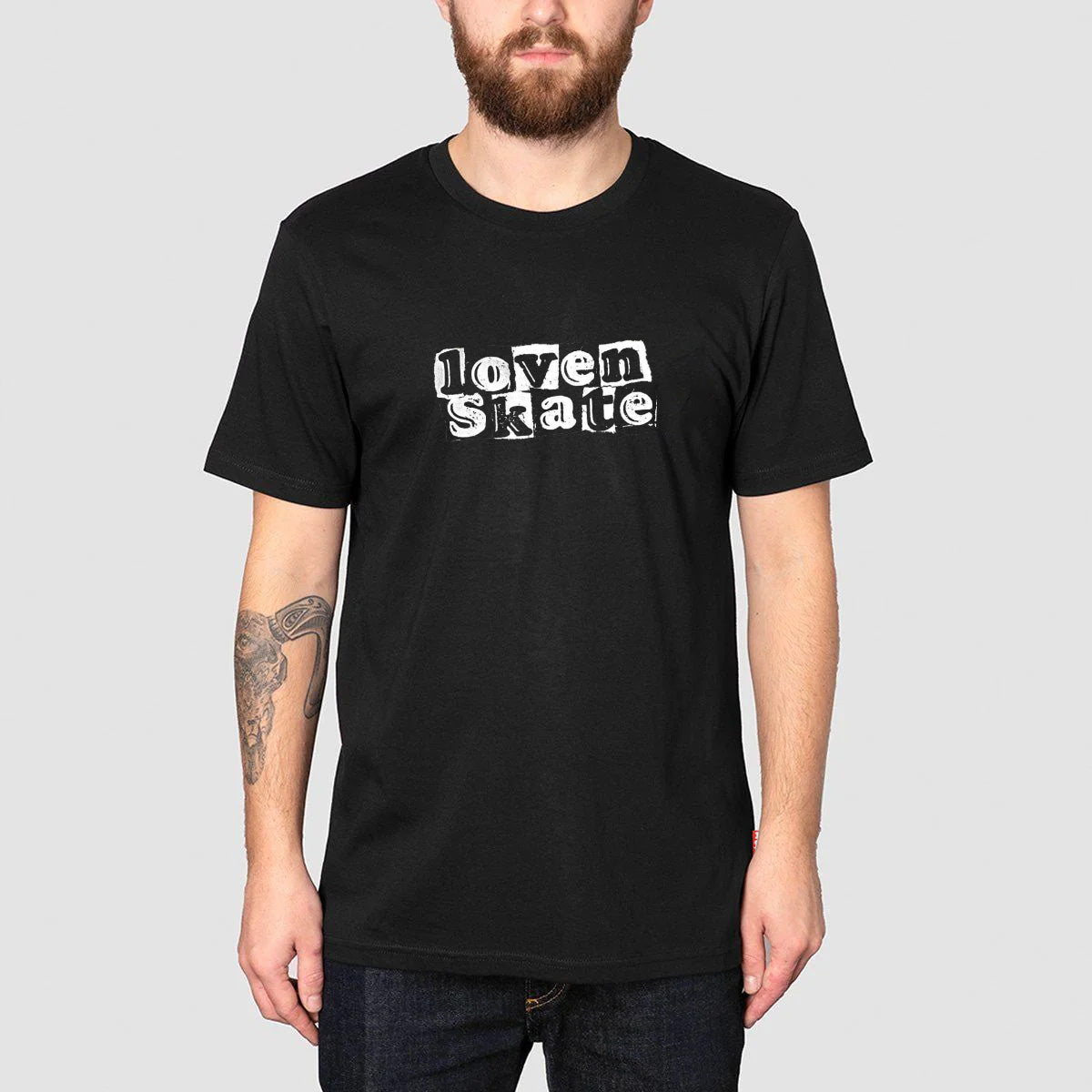 Lovenskate Tear Logo Organic T-Shirt Black/Black/White