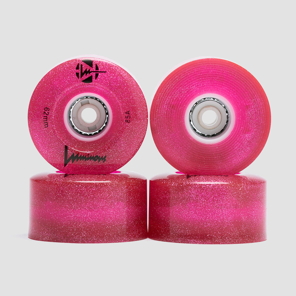 Luminous LED Quad 85a Wheels x4Pink Glitter 62mm