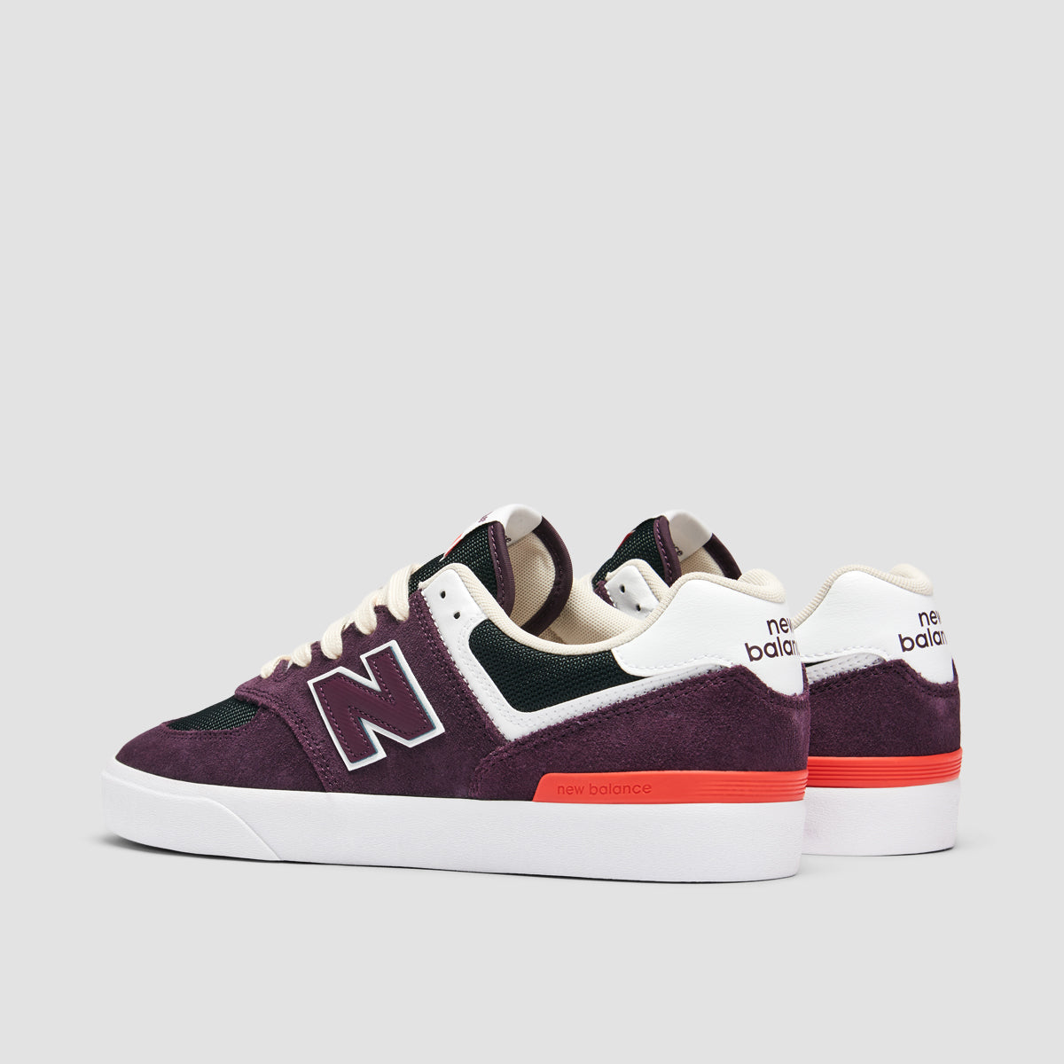 New Balance Numeric 574 Shoes - Plum Brown/White