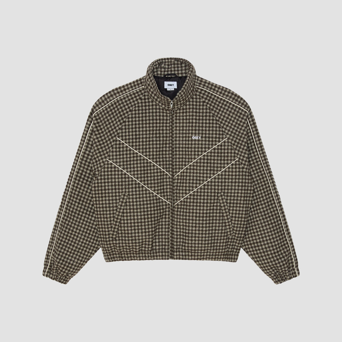 OBEY Leisure Training Jacket Abbey Stone Plaid