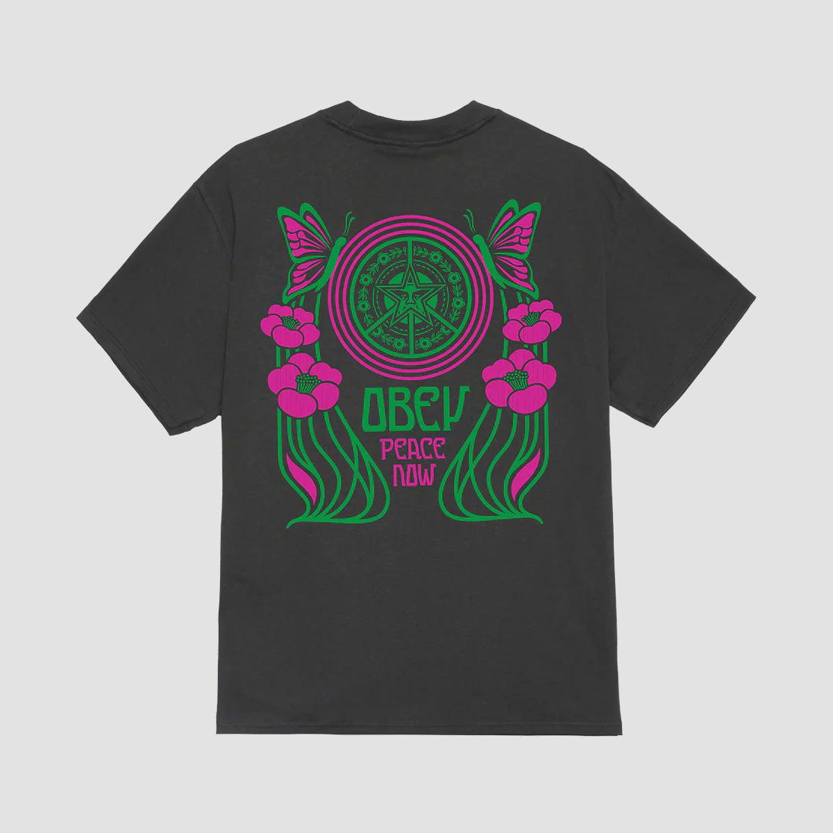 OBEY Peace Now Butterflies T-Shirt Vintage Black