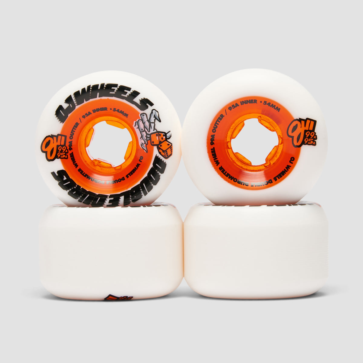 OJ Double Duro 101a/95a Mini Combo Skateboard Wheels White/Orange 54mm