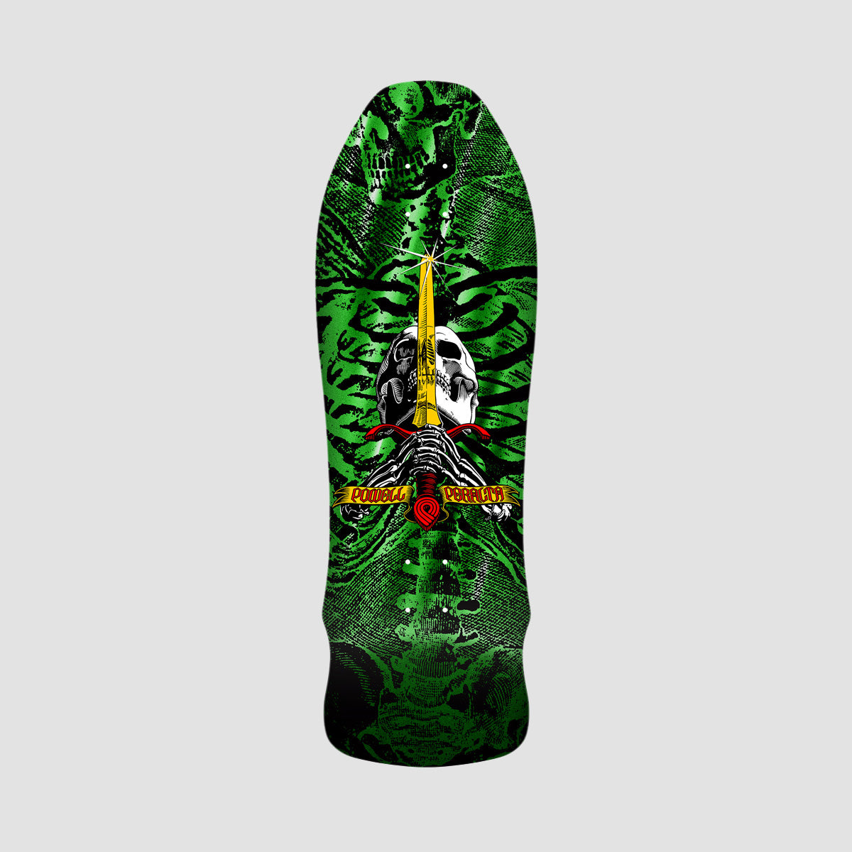 Powell Peralta Geegah Skull & Sword Reissue 179 Skateboard Deck Green Foil - 9.75"